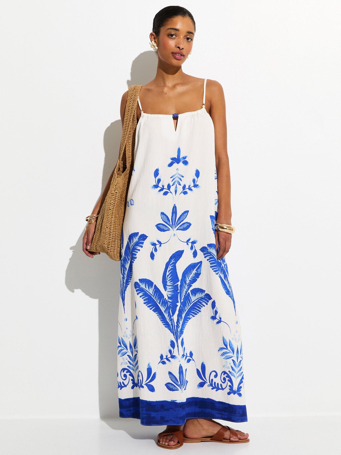  image of new-look-painted-leaf-pattern-beach-maxi-dress-white