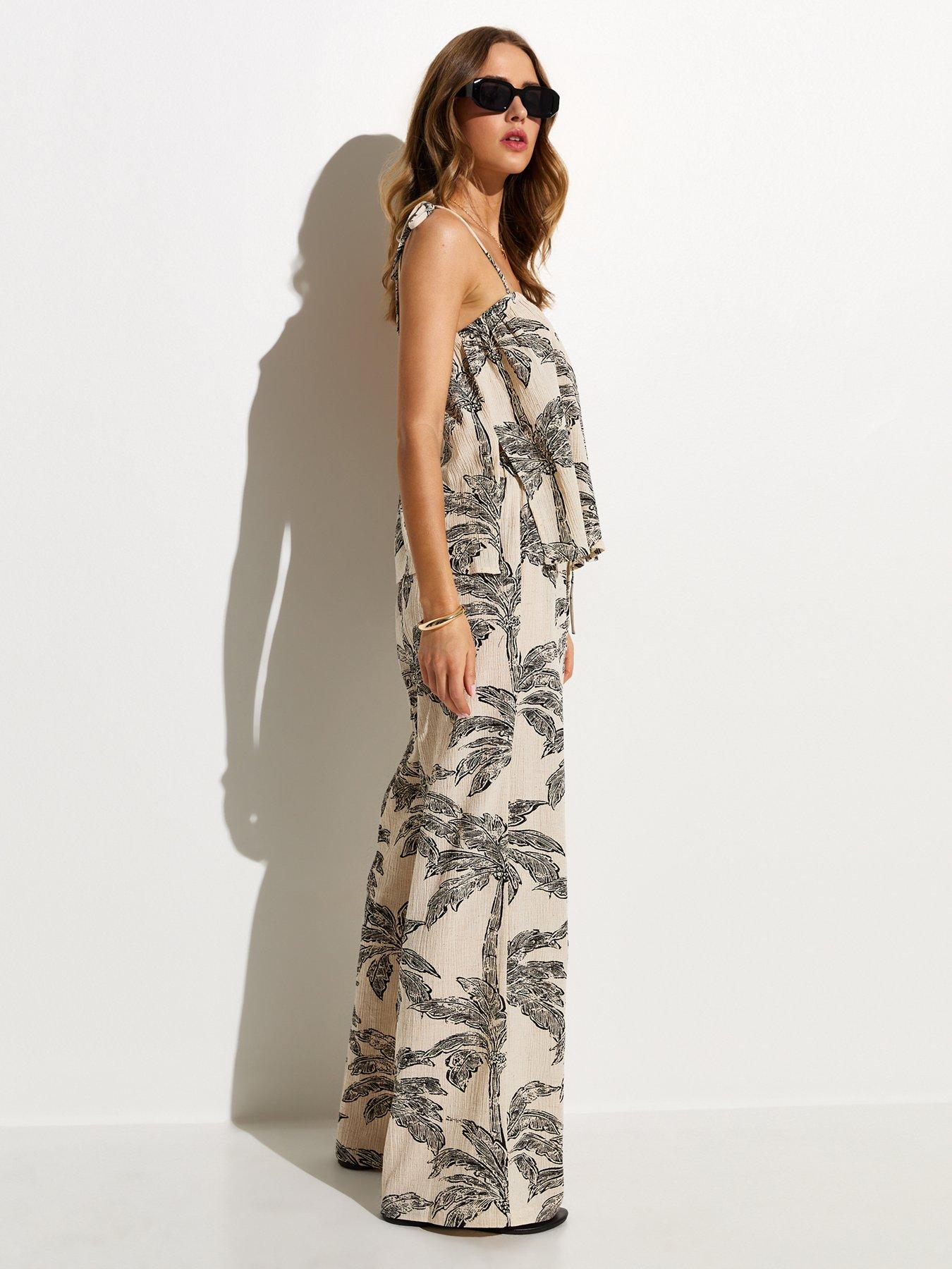  image of new-look-cream-palm-tree-beach-cami-top