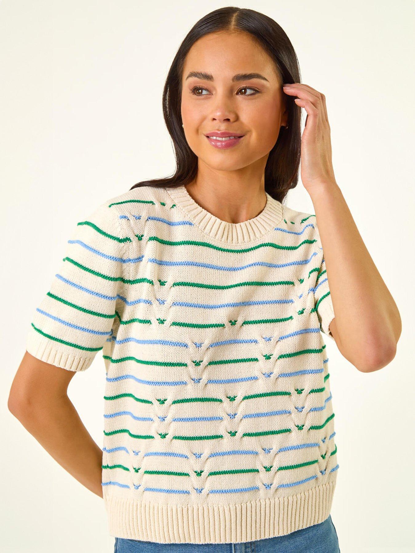  image of roman-petite-cable-knit-stripe-jumper