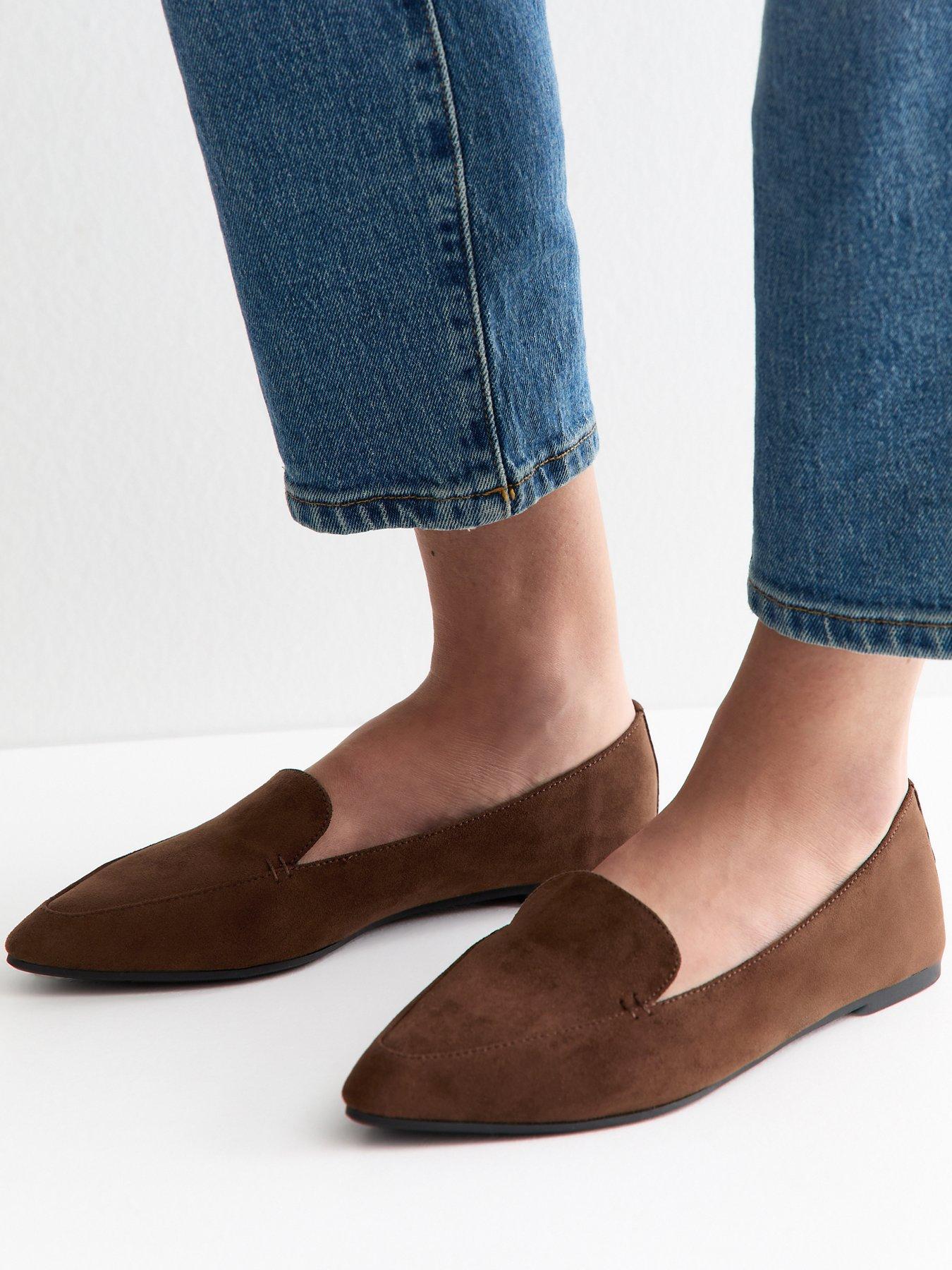 New Look Brown Faux Suede Pointed Toe Flats