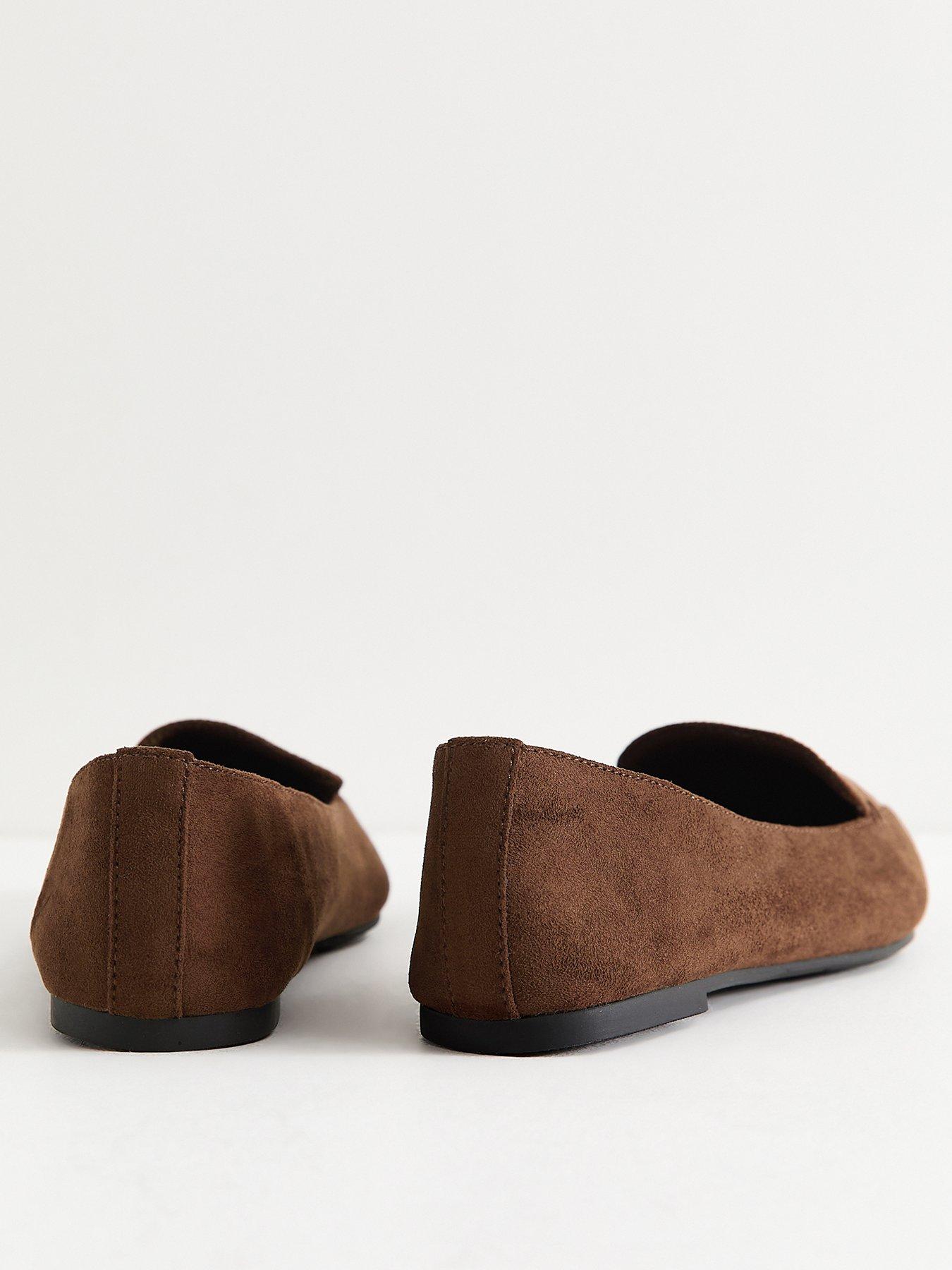 New Look Faux Suede Pointed Toe Flats - Brown | Littlewoods