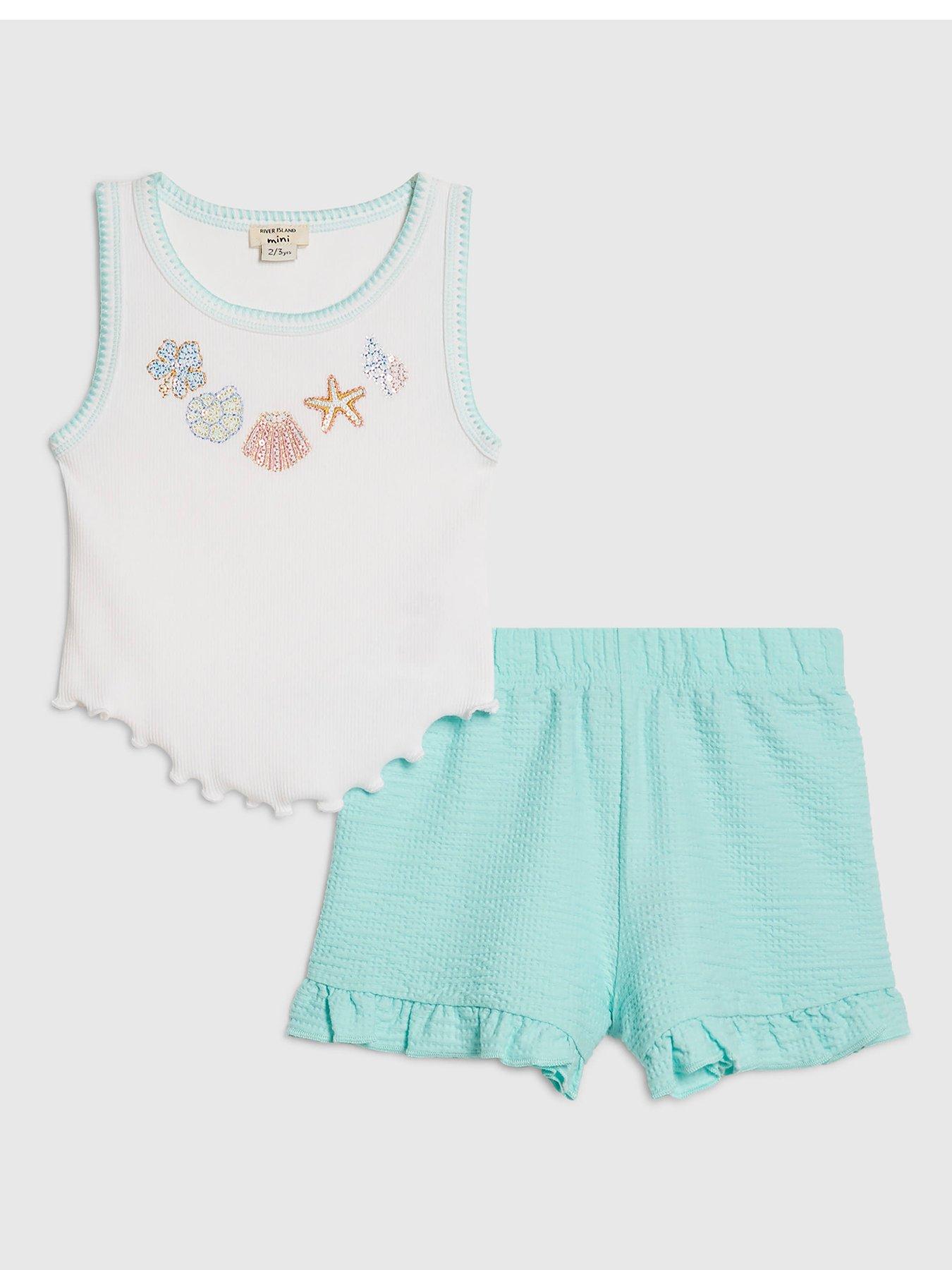 River Island Mini Girls Embellished Shell Vest Set - Green