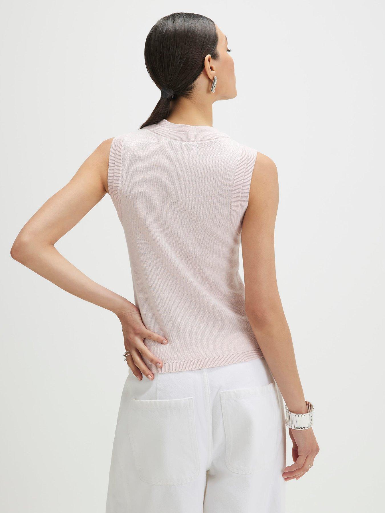 Image 2 of 6 of River Island Double Layer Linen Vest - Pink