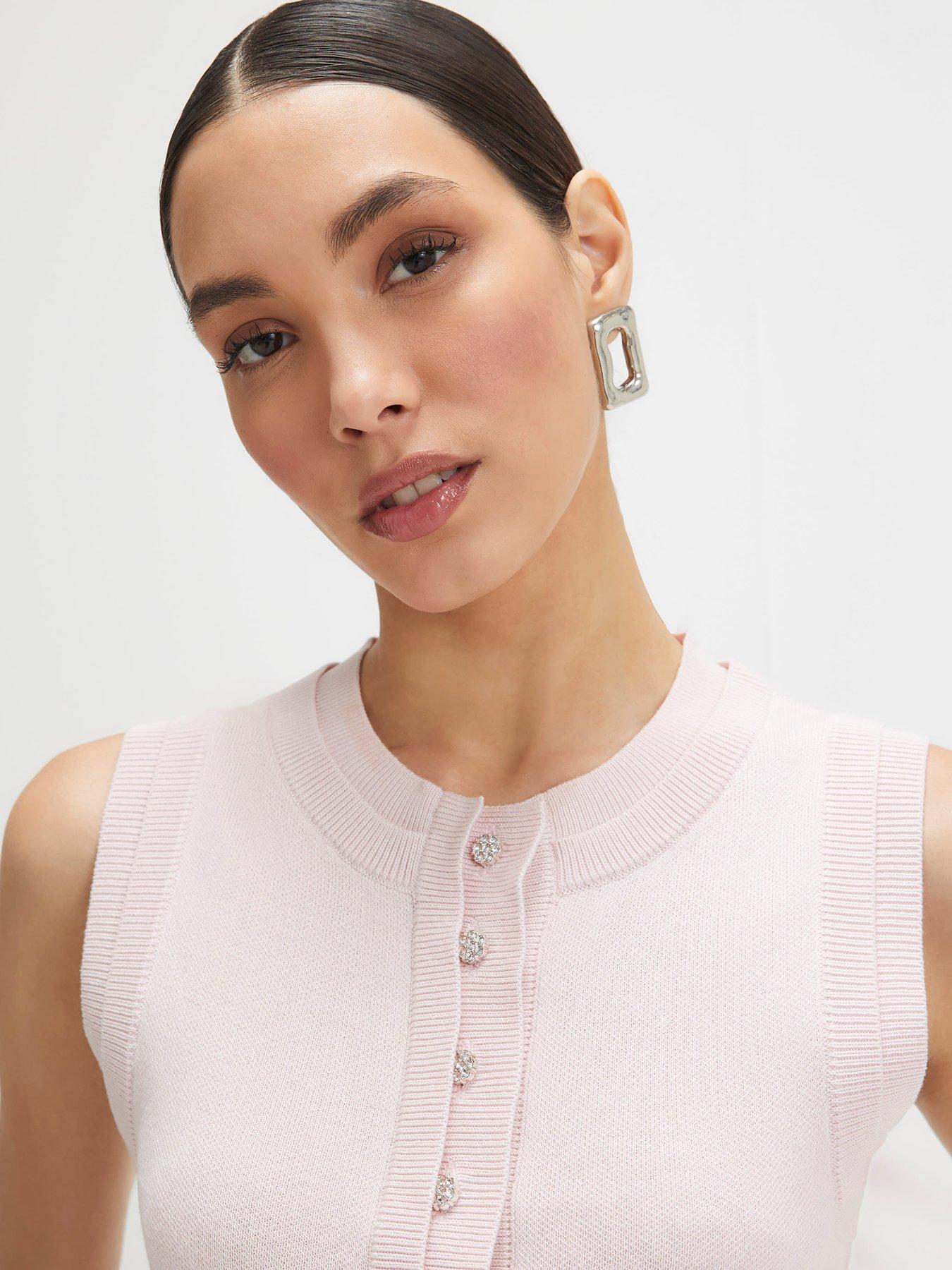 Image 4 of 6 of River Island Double Layer Linen Vest - Pink