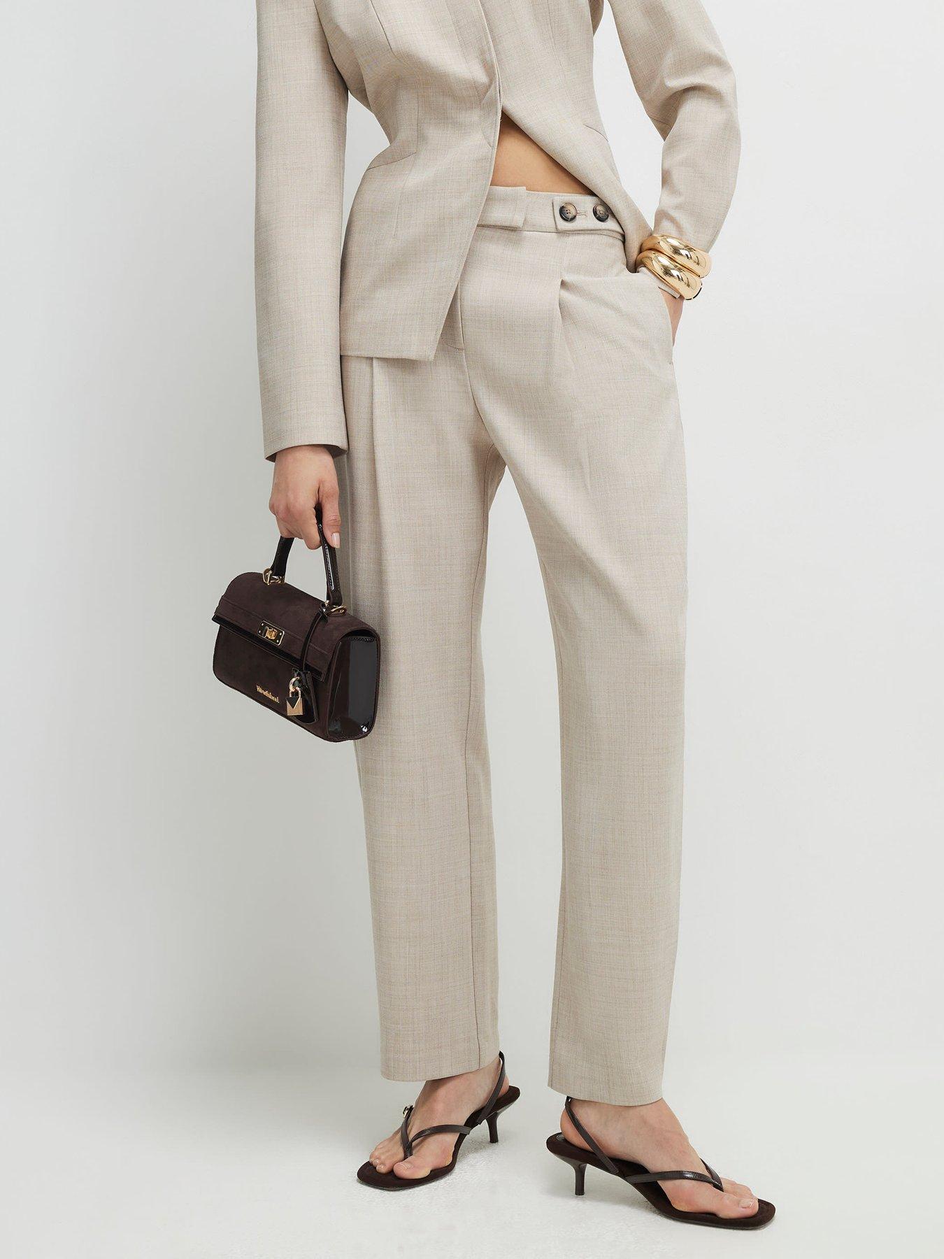 River Island Soft Tailored Barrel Trousers - Cream