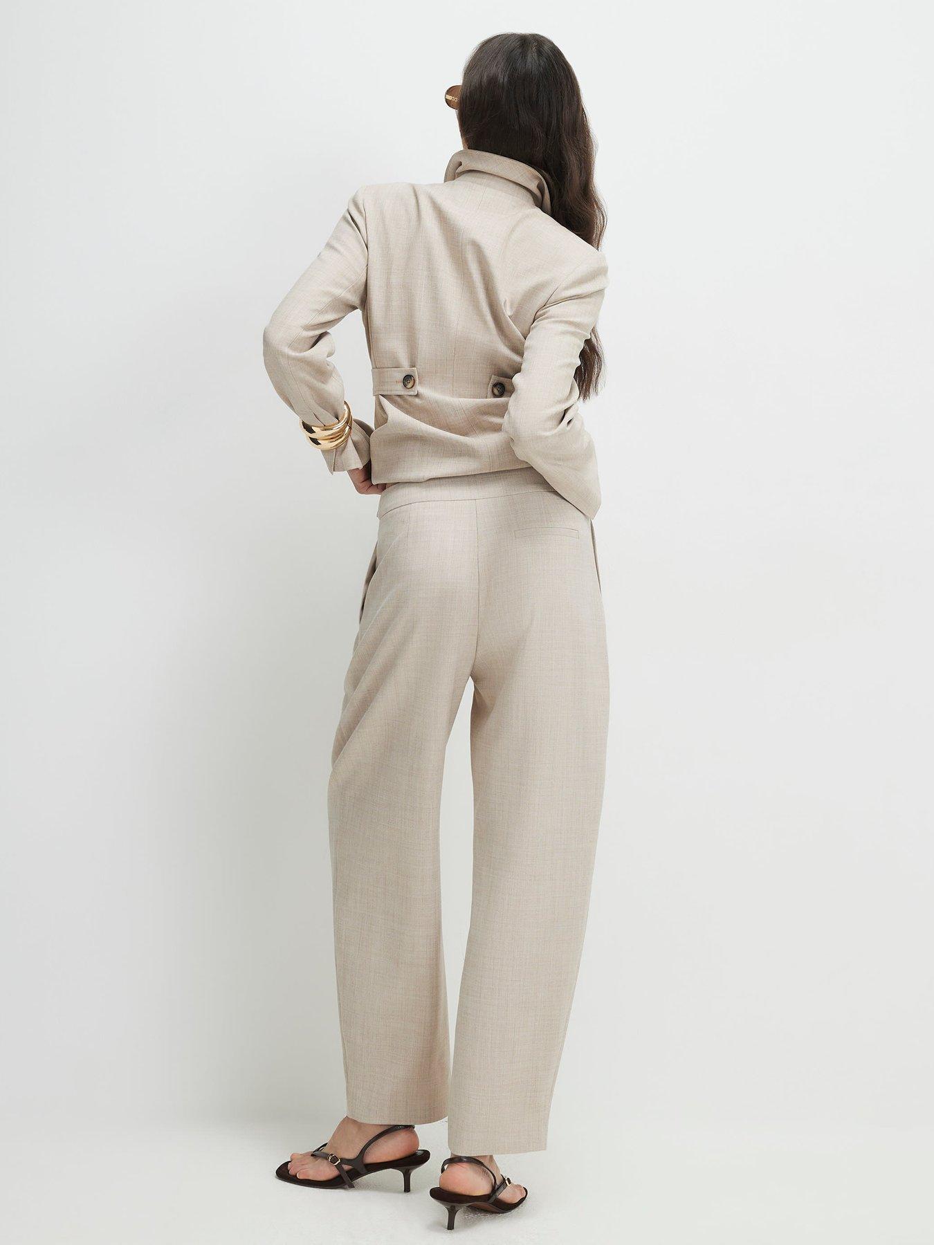  image of river-island-soft-tailored-barrel-trousers-cream