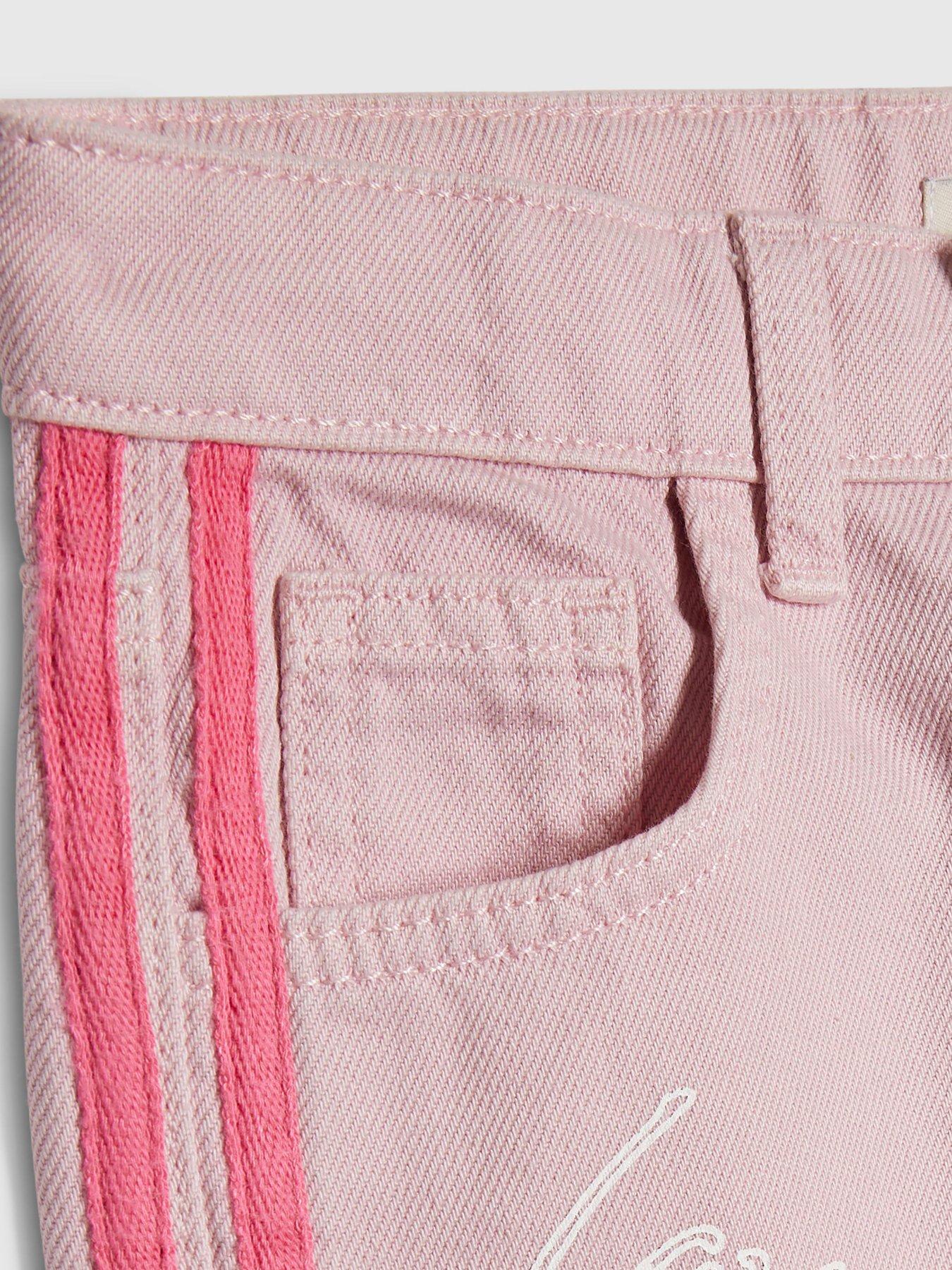 Image 4 of 4 of River Island Older Girls Graffiti Straight Jeans - Pink