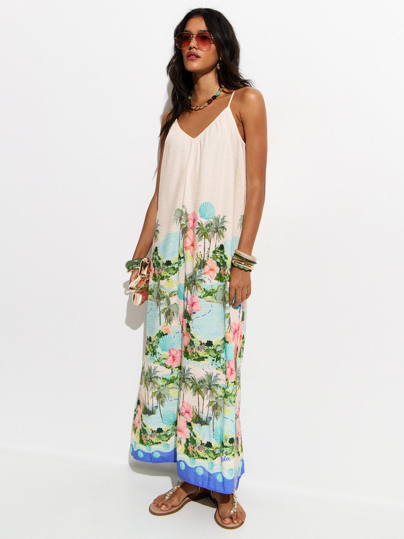 New Look White Tropical Beach Maxi Dress