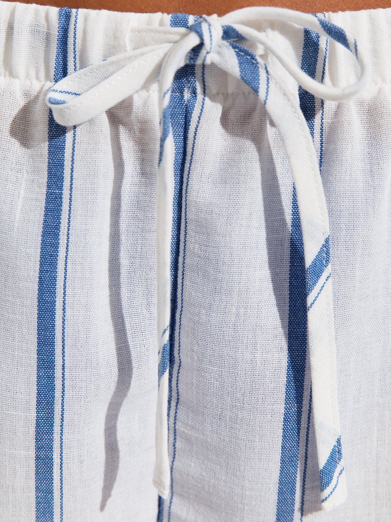 Image 6 of 6 of New Look White And Blue Stripe Co-ord Beach Shorts