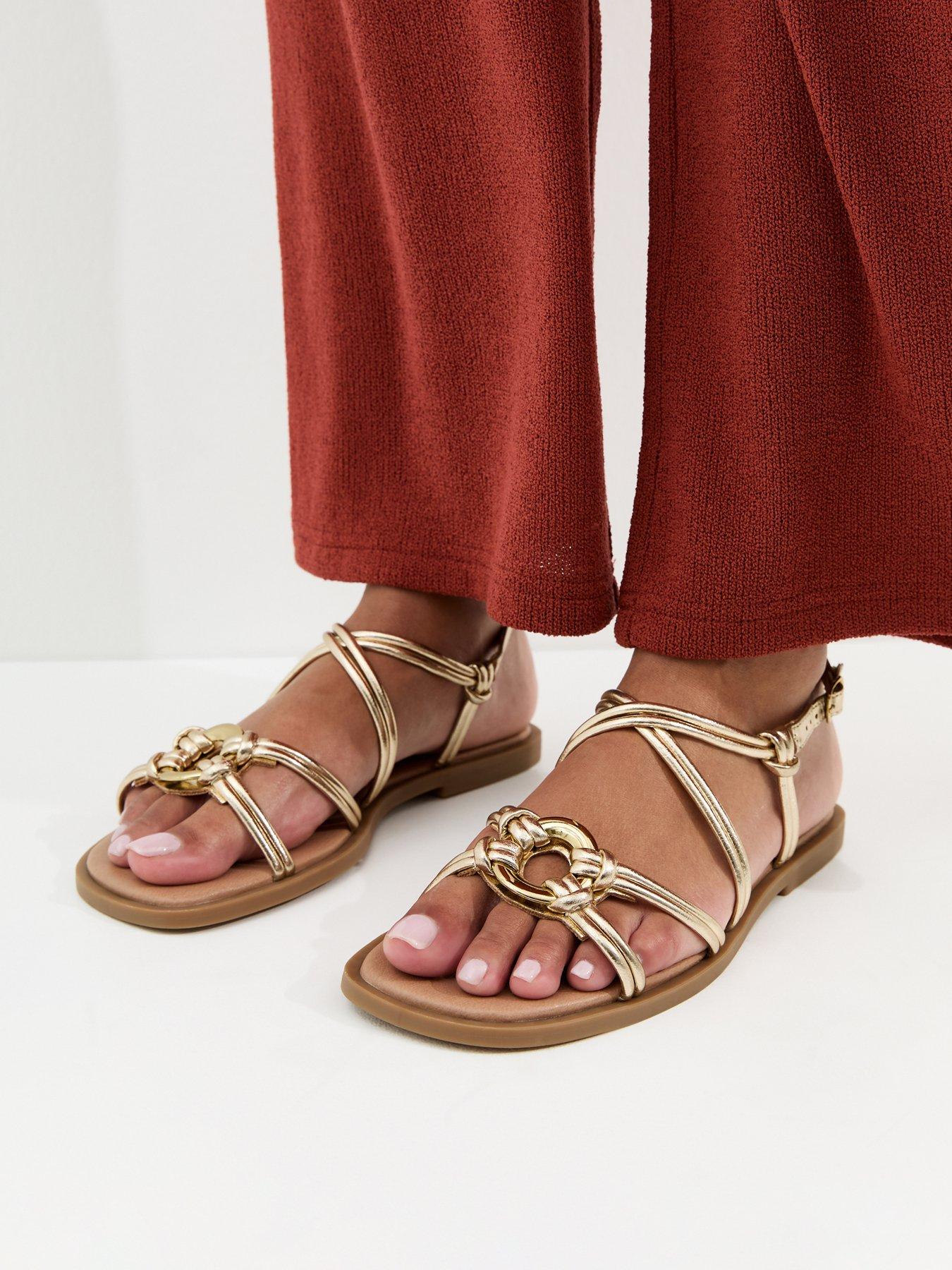 Image 1 of 5 of New Look Tone Multistrap Sandals - Gold