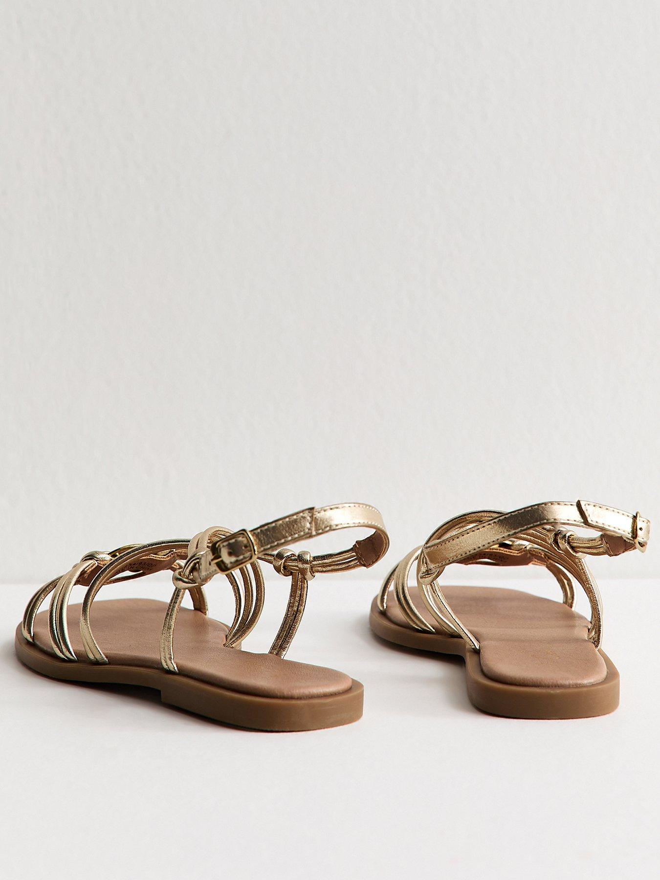 Image 4 of 5 of New Look Tone Multistrap Sandals - Gold