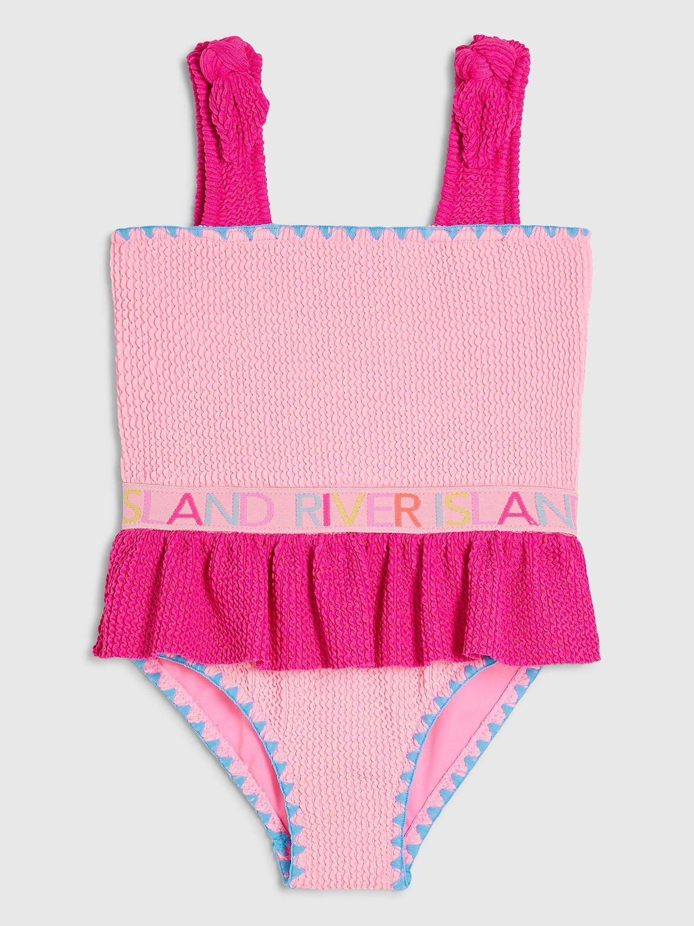 River Island Mini Girls Textured Elastic Swimsuit - Pink