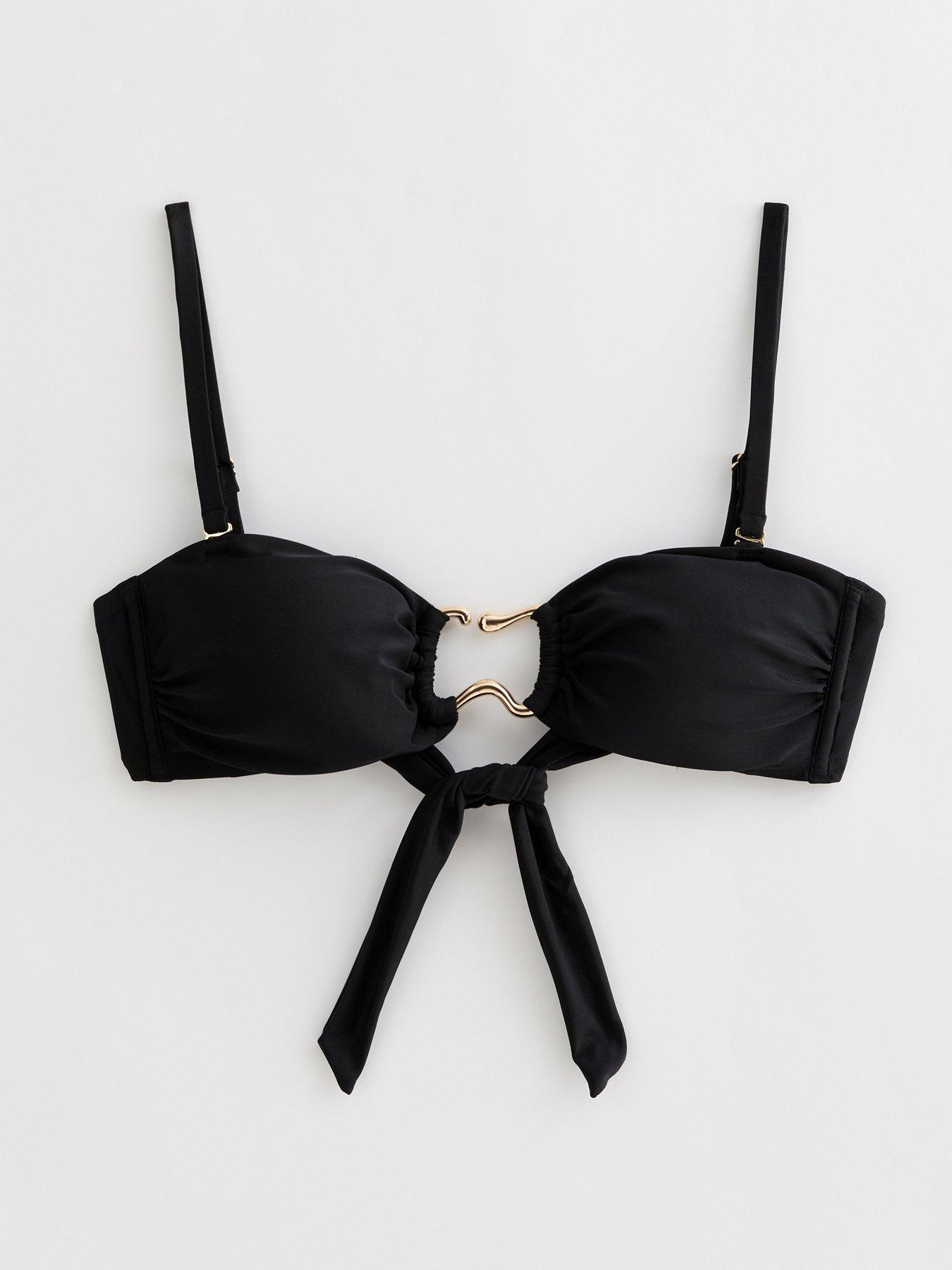  image of new-look-black-abstract-ring-bandeau-bikini-top
