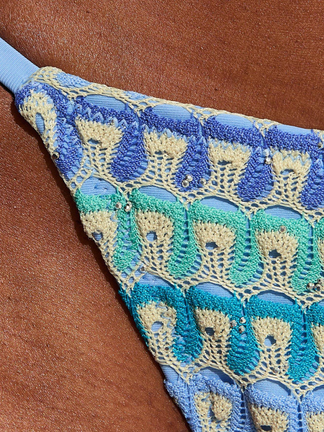 Image 5 of 6 of New Look Crochet Side Tie Bikini Bottoms - Blue