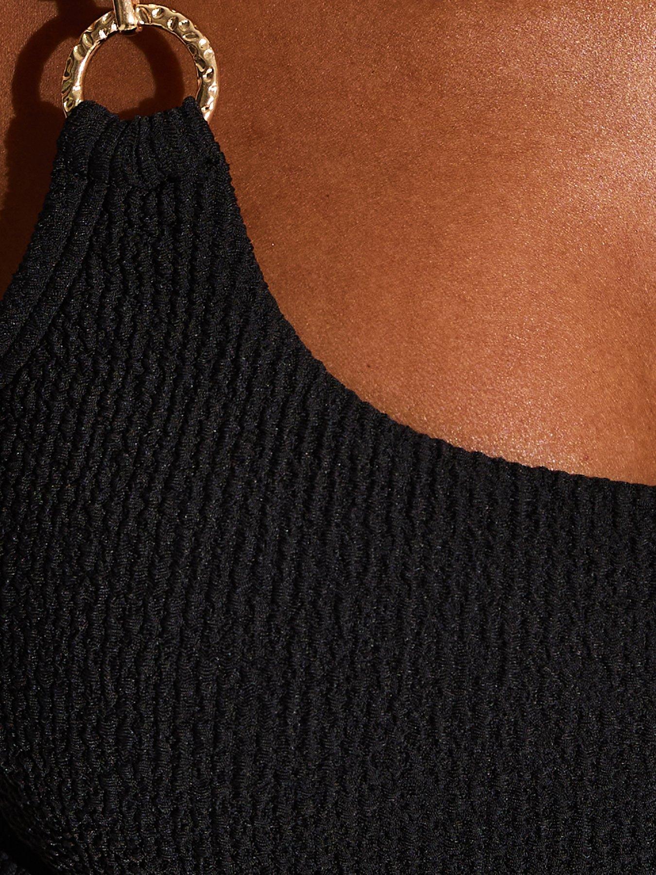  image of new-look-tummy-control-double-ring-trim-swimsuit-black