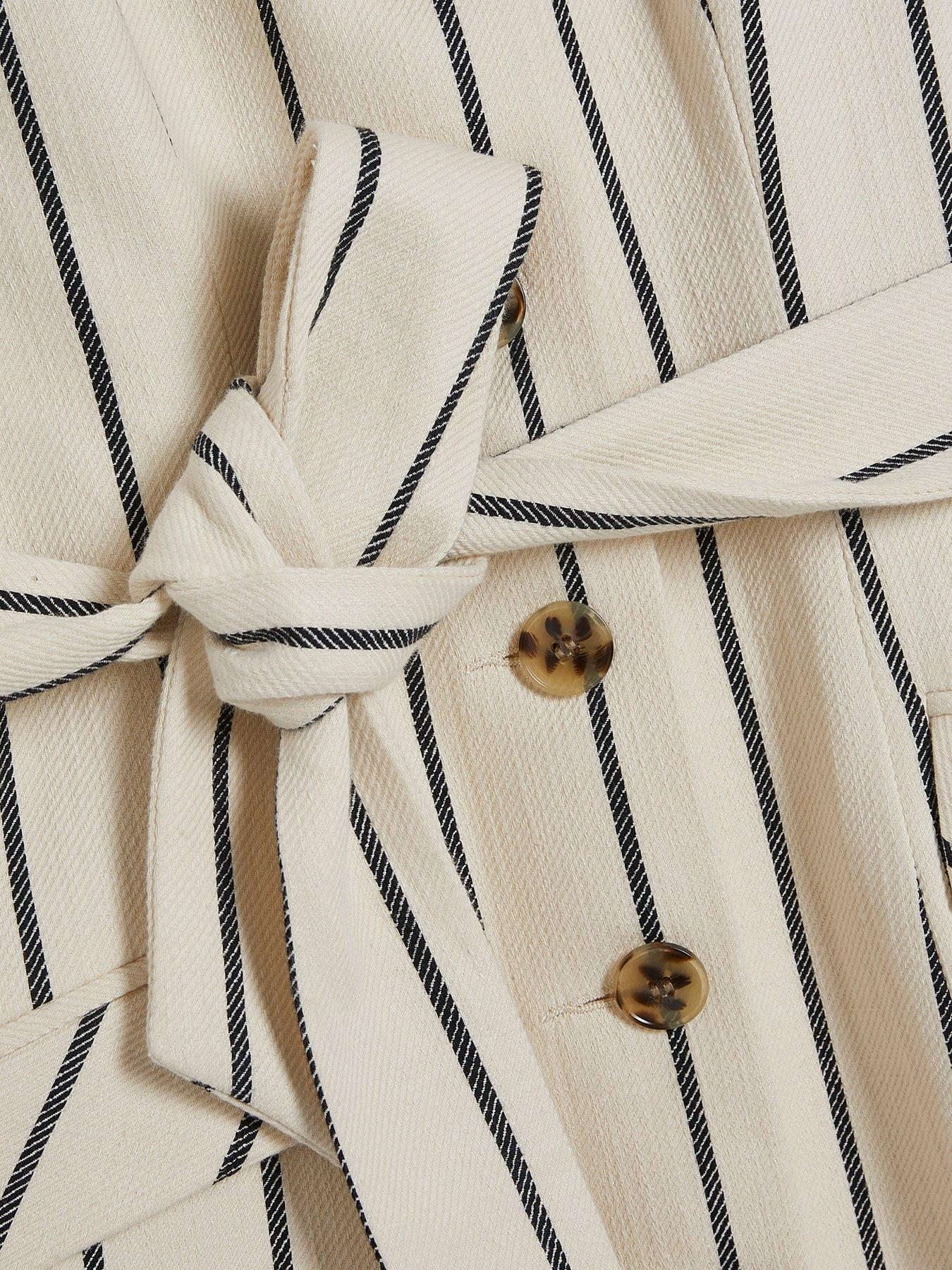  image of river-island-sl-stripe-cotton-tie-mini-cream