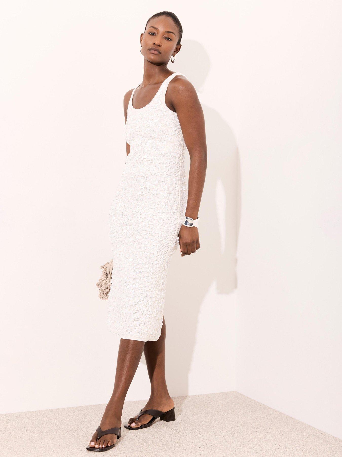  image of mint-velvet-ivory-sequin-mesh-maxi-dress-white