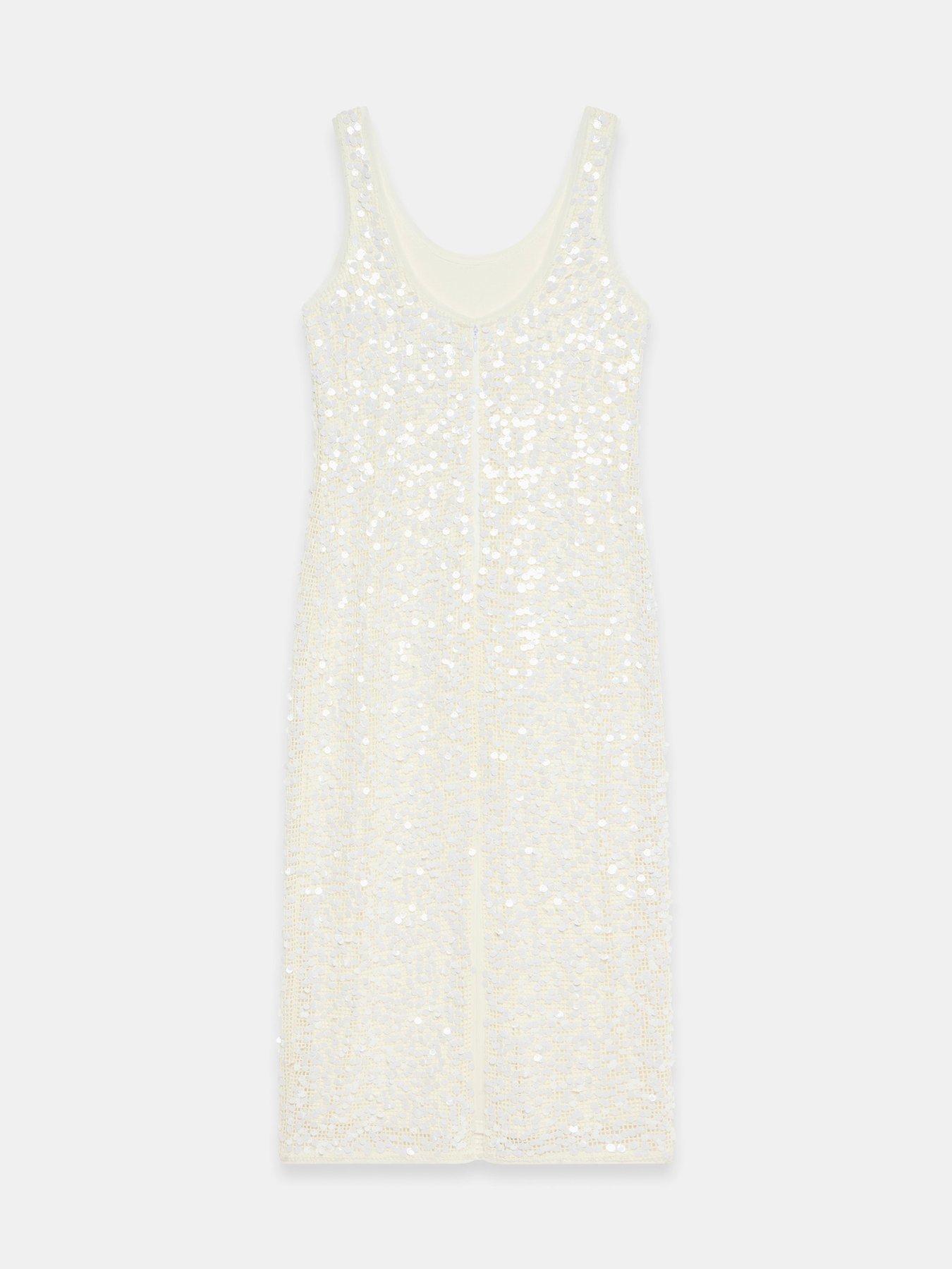  image of mint-velvet-ivory-sequin-mesh-maxi-dress-white