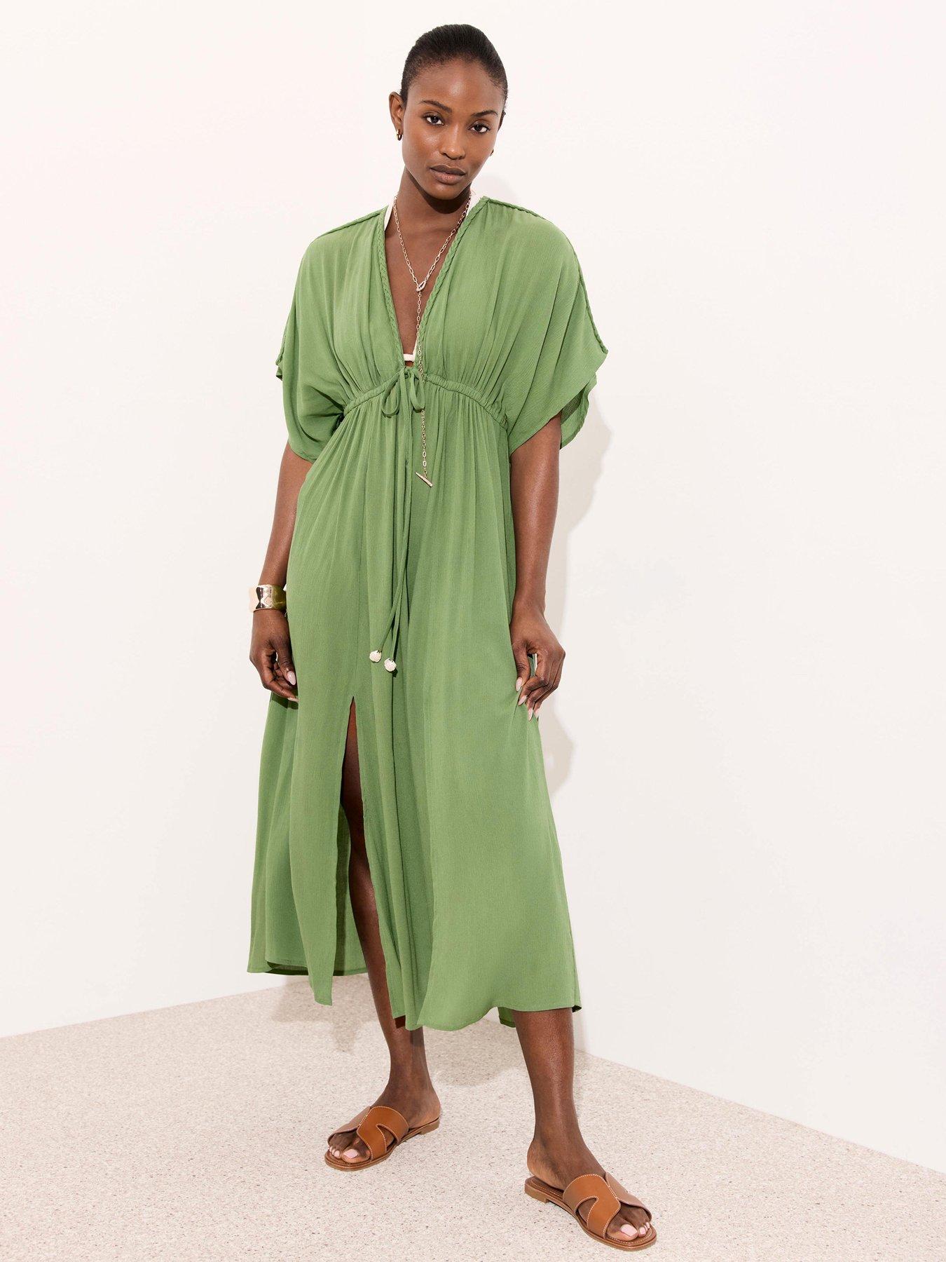Mint Velvet Cotton Kaftan Dress - Green