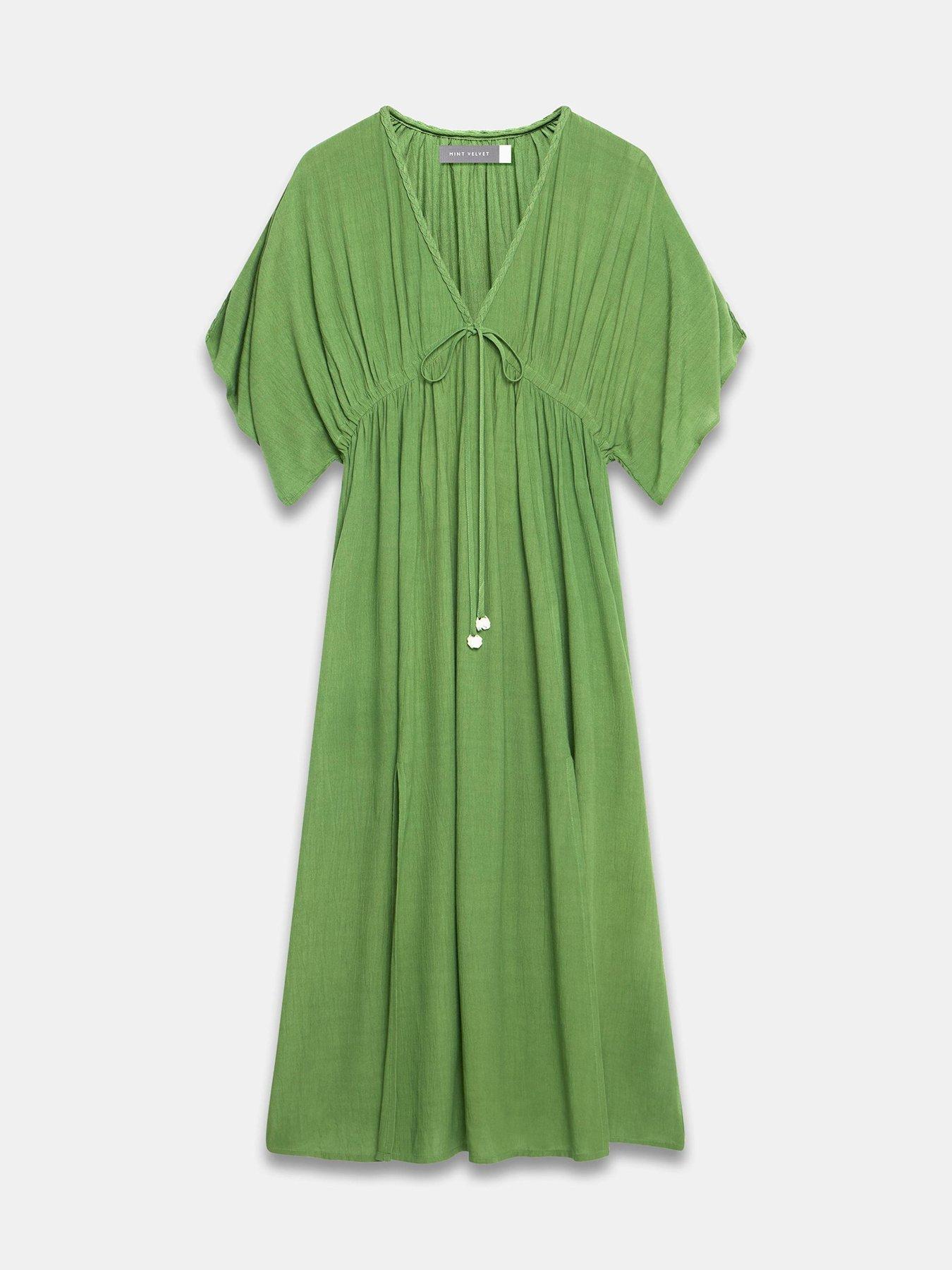 Image 5 of 6 of Mint Velvet Cotton Kaftan Dress - Green