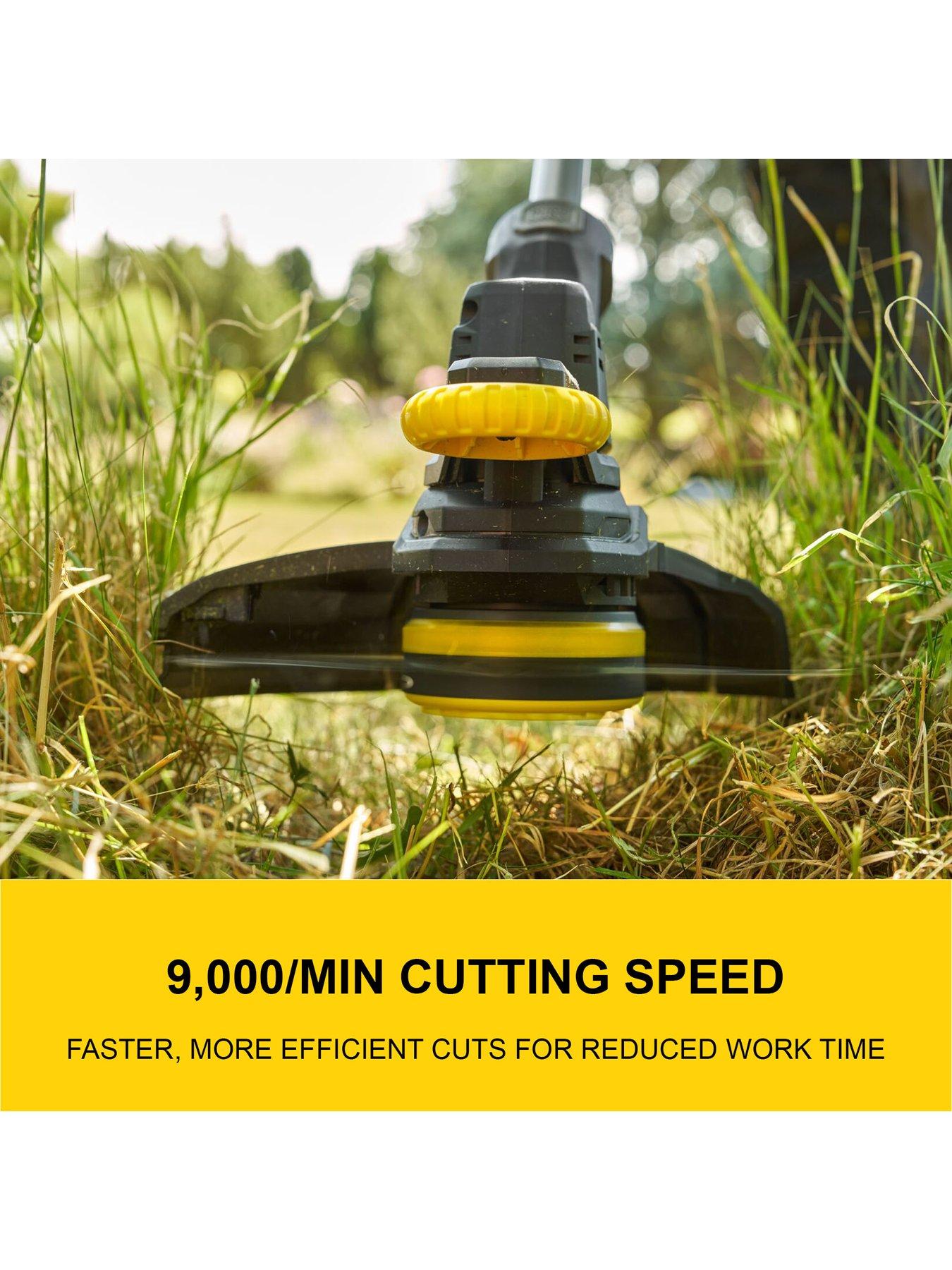  image of stanley-fatmax-sfmcst925m1-gb-18v-v20-25cm-string-trimmer-kit-20ah-battery-charger-edging-guide-wheel