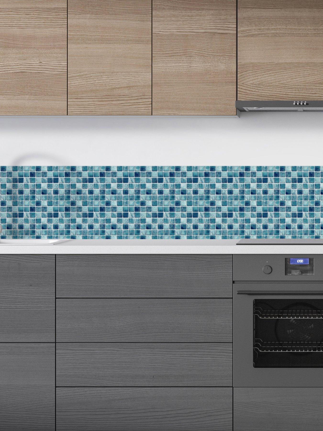 Walplus Mother Pearl Turquoise Jewel Mosaic Wall Tile Sticker Set - 15cm (6inch) - 24pcs One Pack