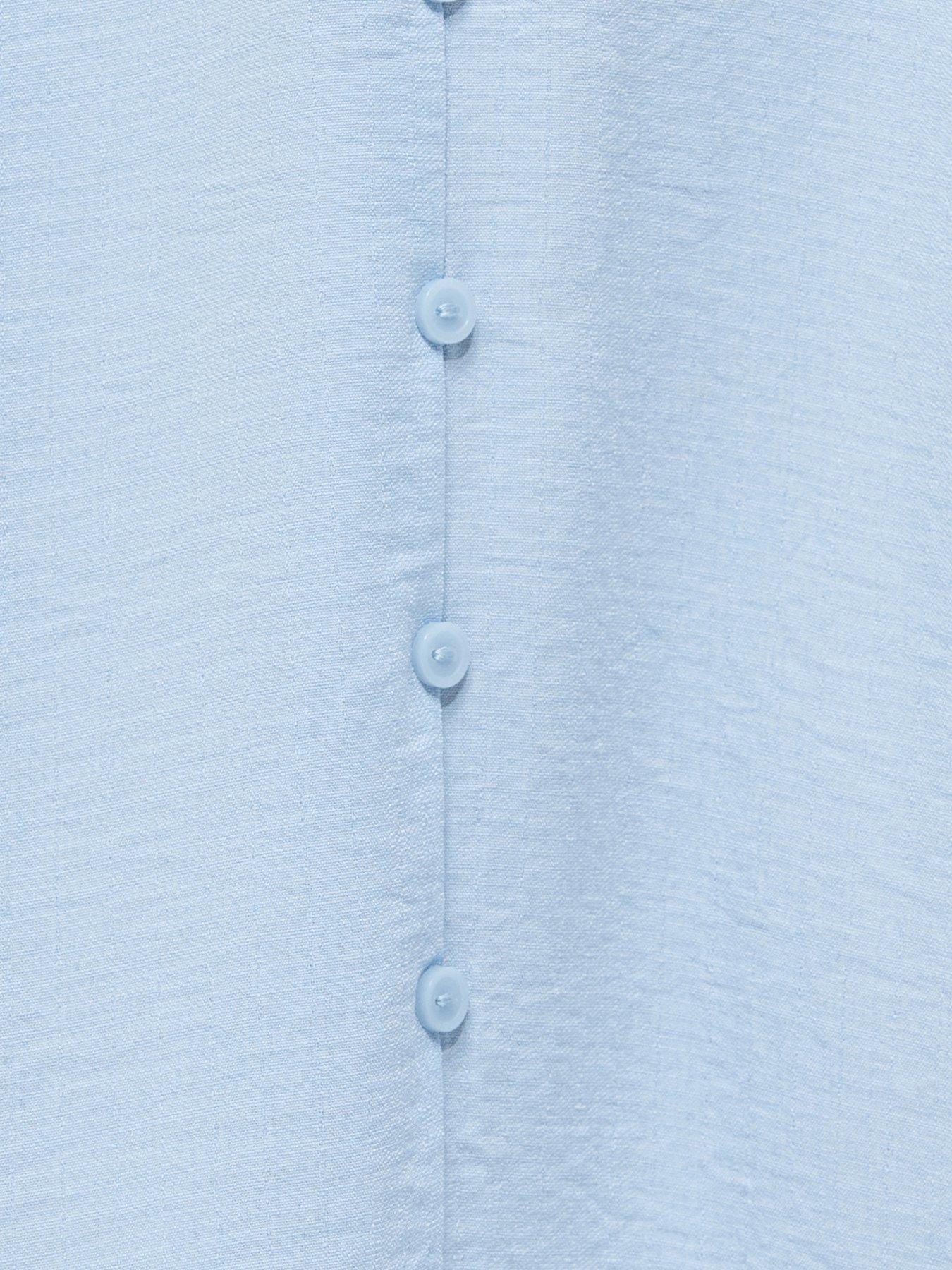 Image 5 of 5 of New Look Button Through Tea Midi Dress - Light Blue