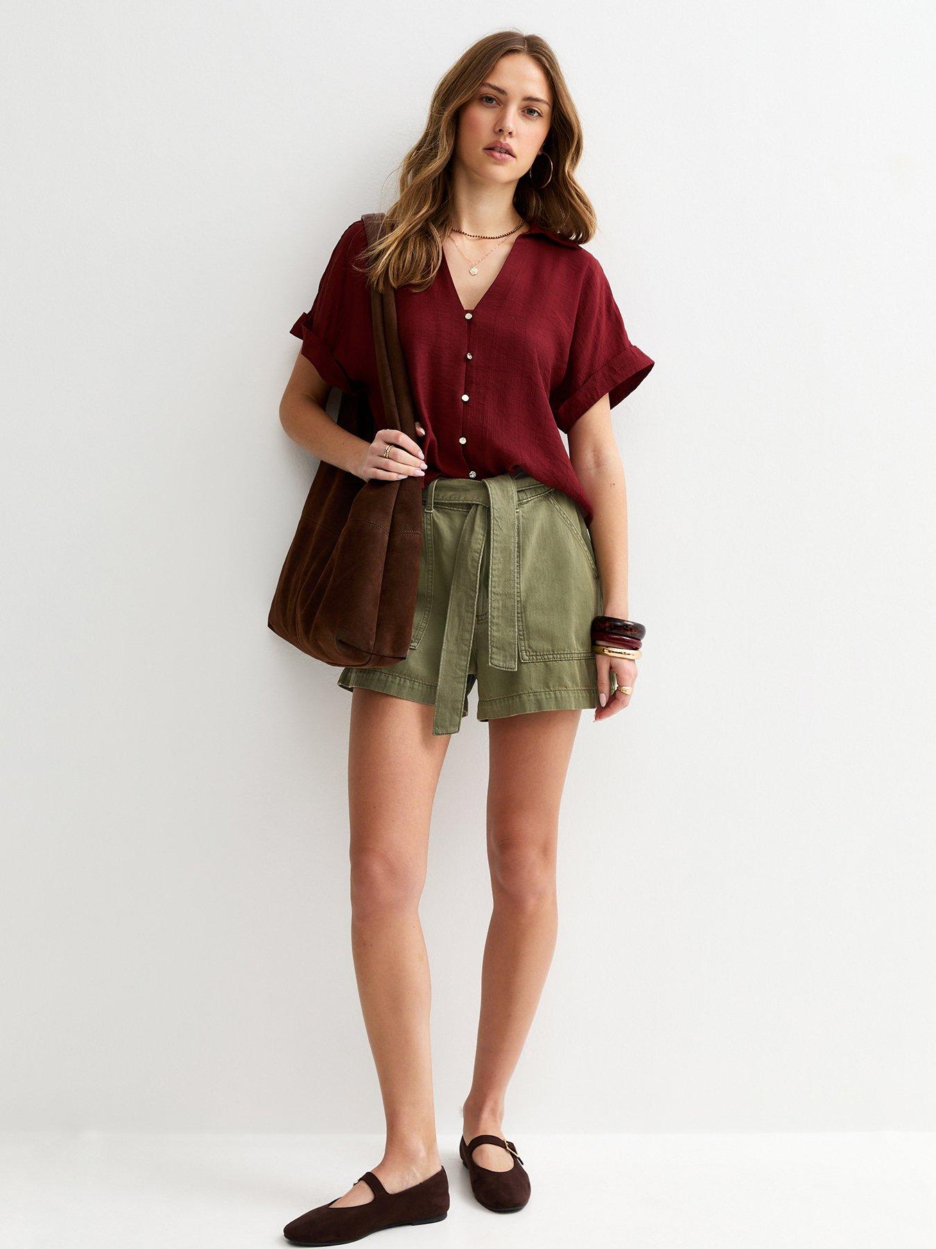 Image 3 of 5 of New Look Cotton Twill Cargo Shorts - Dark Khaki