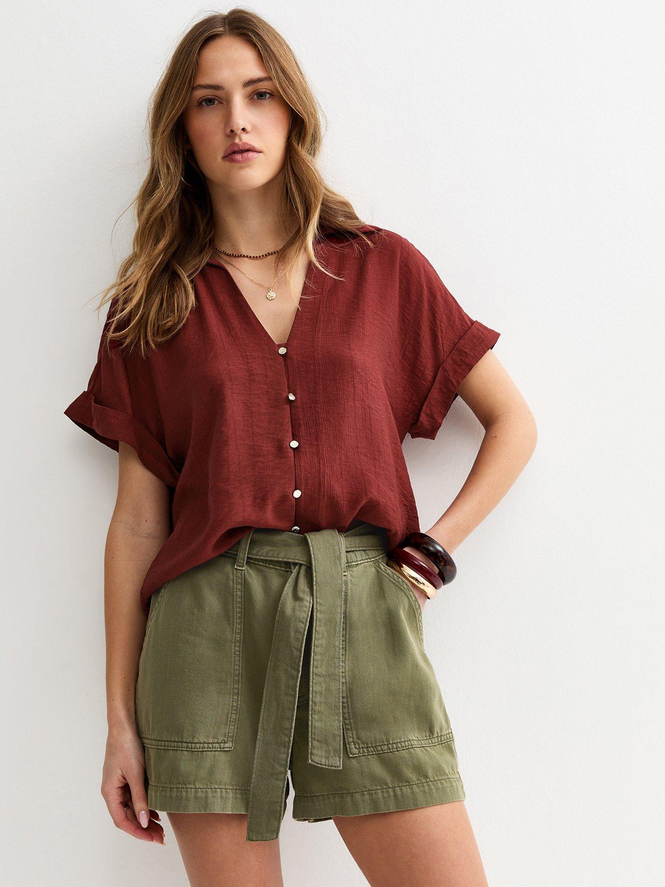 Image 4 of 5 of New Look Cotton Twill Cargo Shorts - Dark Khaki