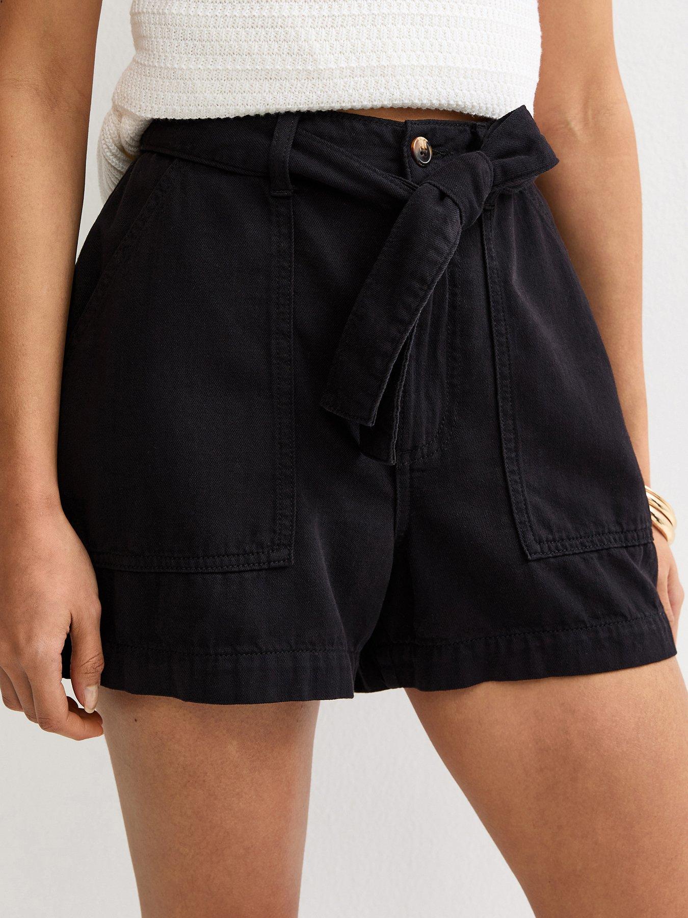New Look Black Cotton Twill Cargo Shorts