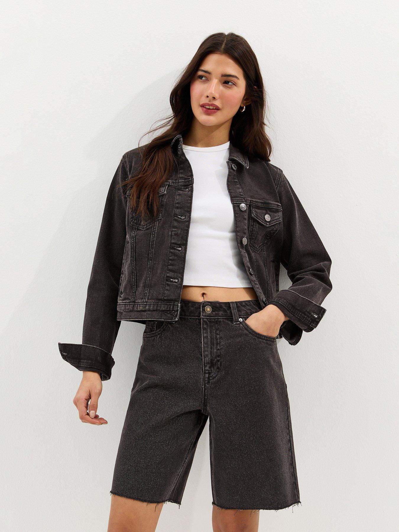 New Look Denim Bermuda Shorts - Black