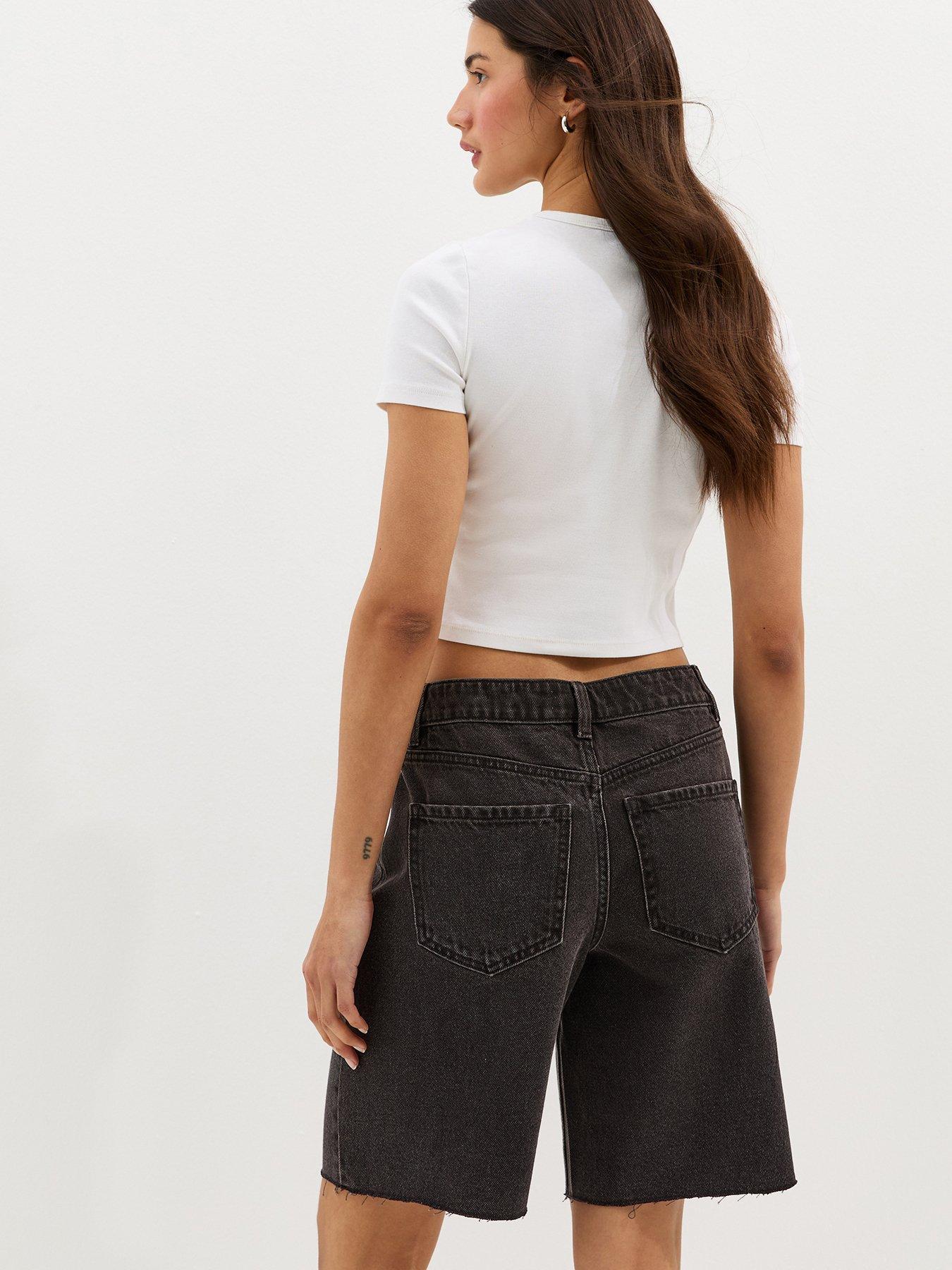 Image 2 of 5 of New Look Denim Bermuda Shorts - Black