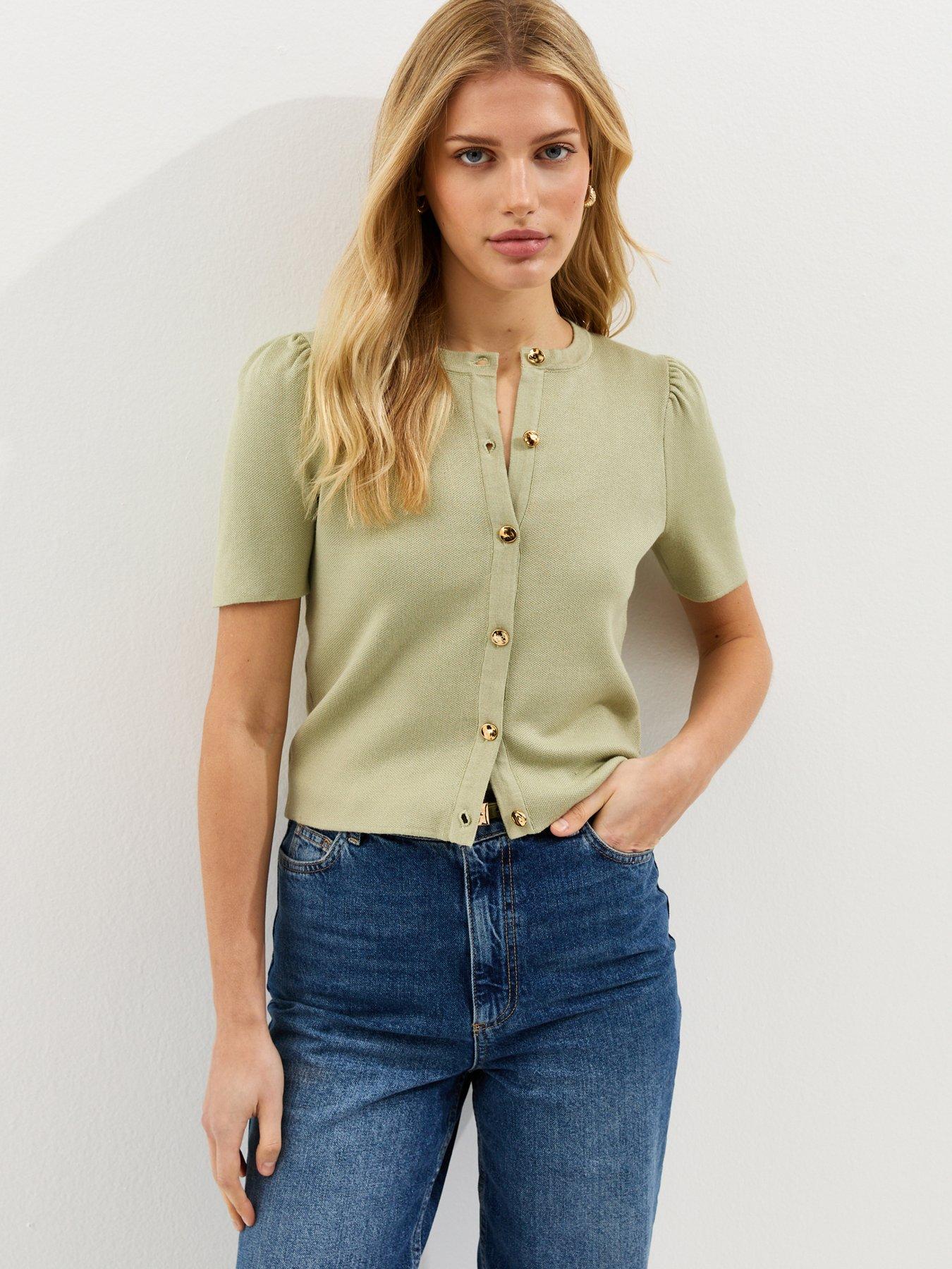 New Look Lightweight Short Sleeve Cardigan - Light Green