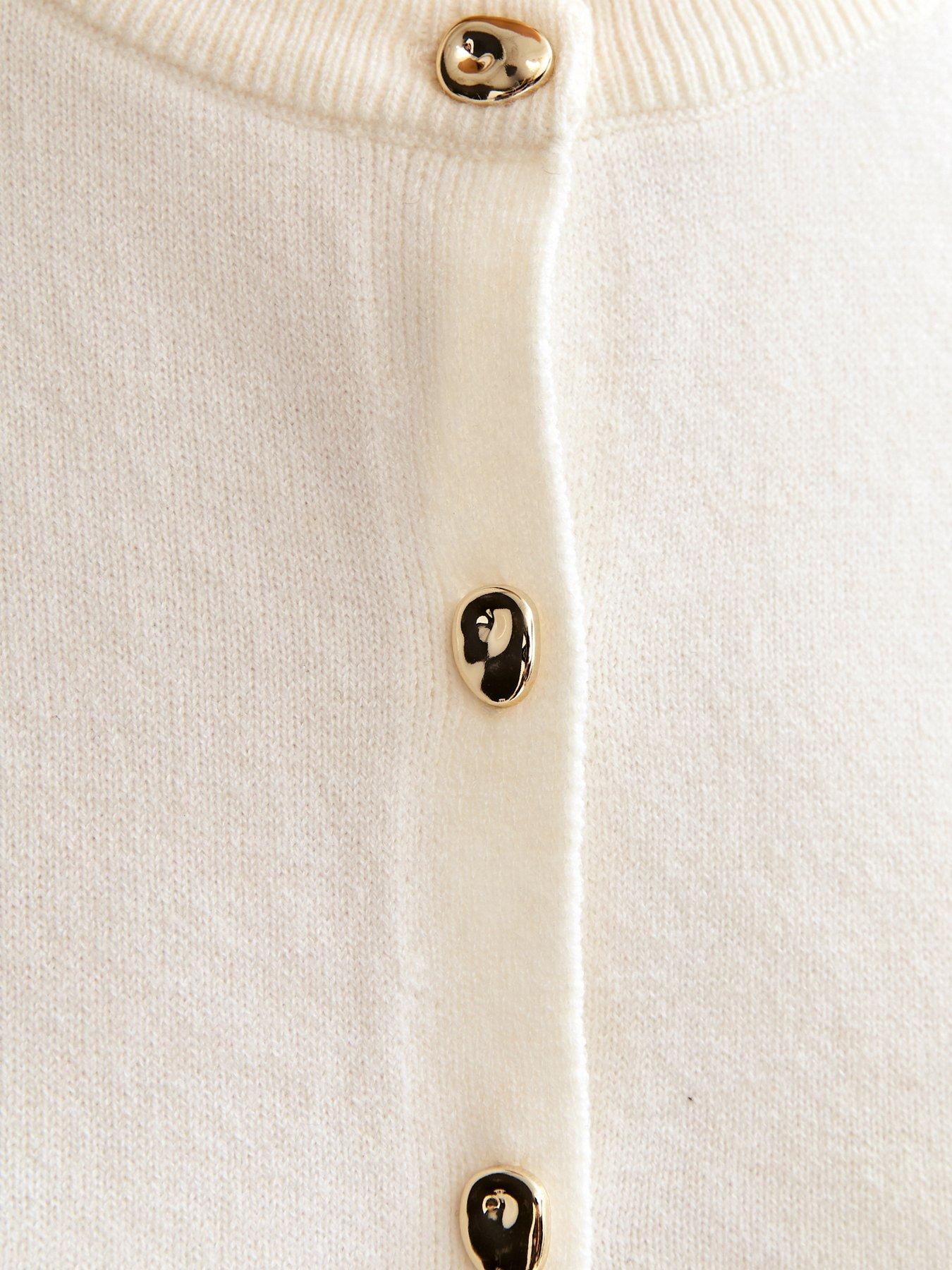  image of new-look-knit-abstract-button-waistcoat-cream