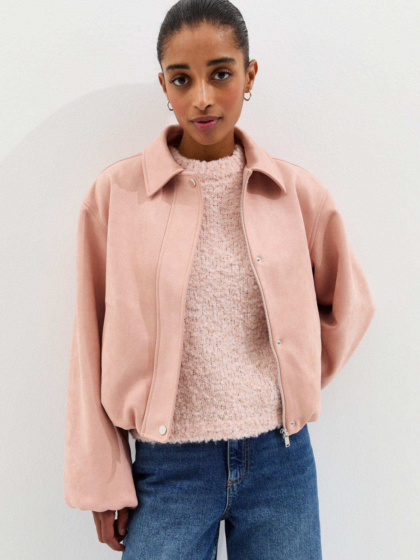 New Look Light Pink Faux Suede Bubble Hem Jacket