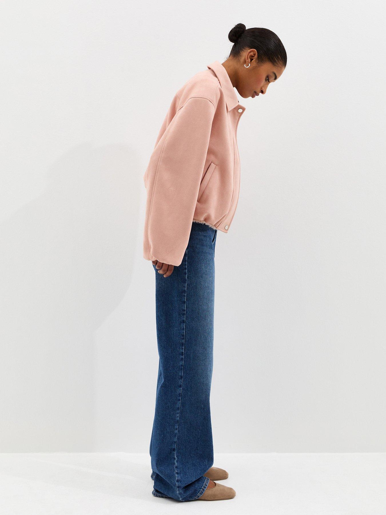  image of new-look-faux-suede-bubble-hem-jacket-light-pink