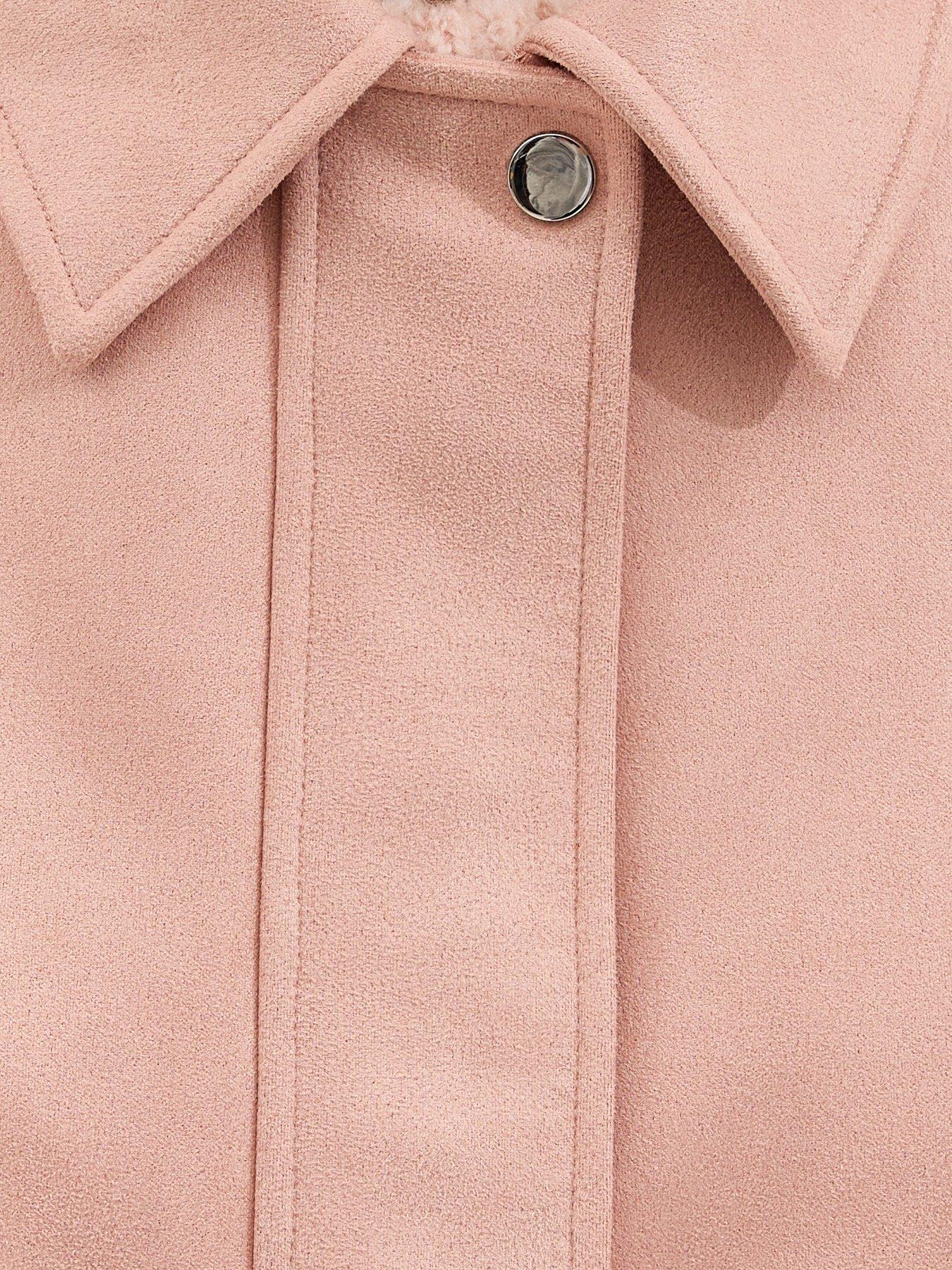  image of new-look-faux-suede-bubble-hem-jacket-light-pink