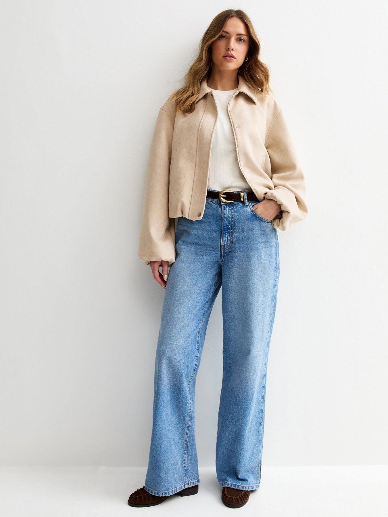  image of new-look-stone-faux-suede-bubble-hem-jacket