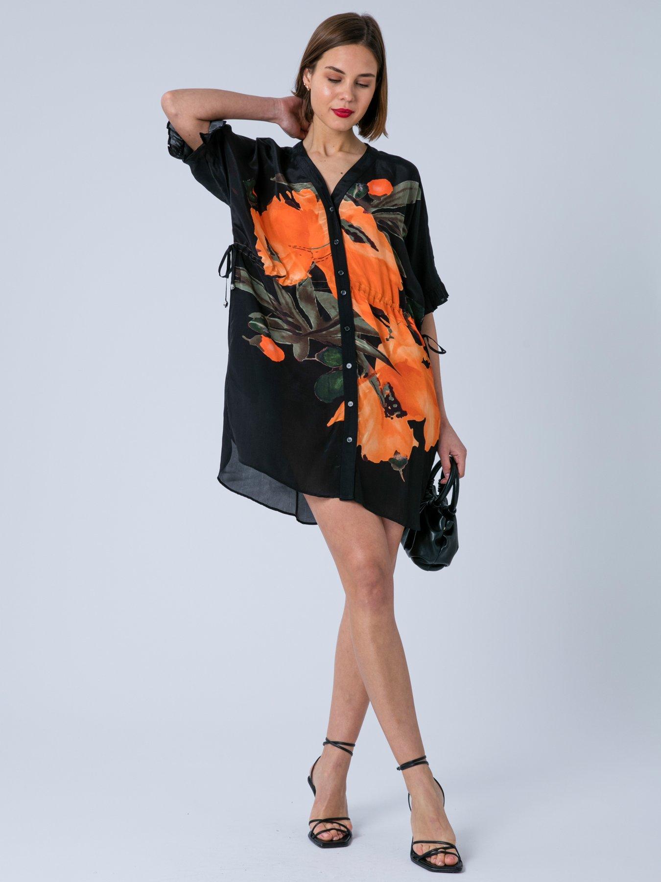 Image 3 of 6 of Religion Jade Floral Print Tunic - Orange