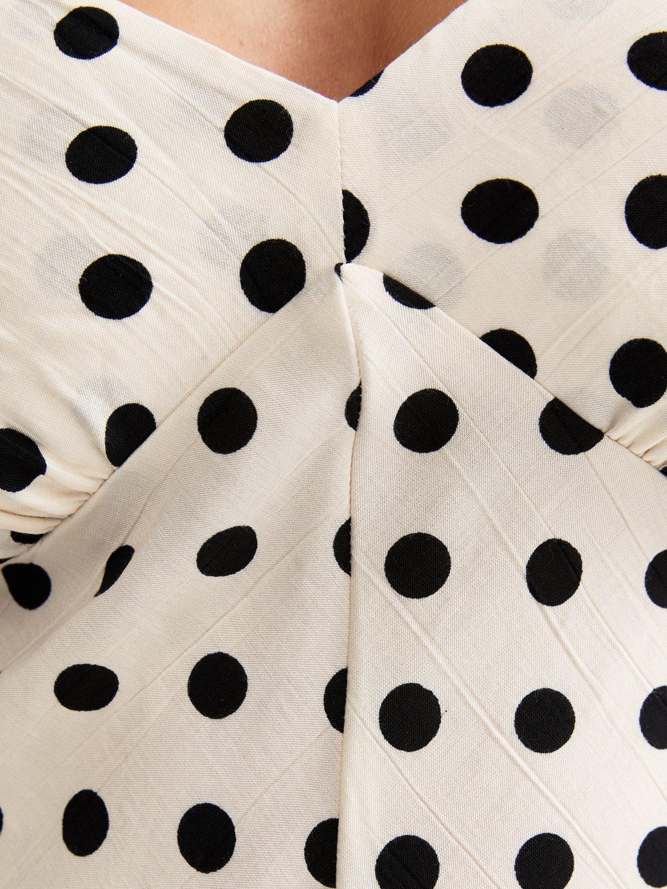New Look Polka Dot Puff Sleeve Midi Dress - Cream | Littlewoods