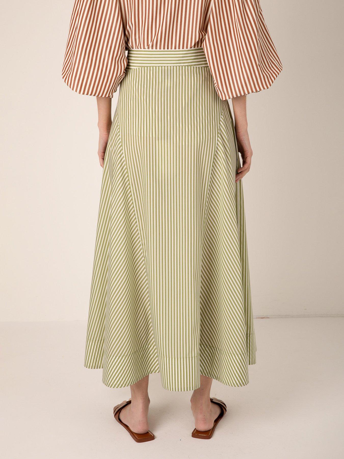 Image 2 of 5 of Vi.ve.re Fleur Stripe Skirt - Green