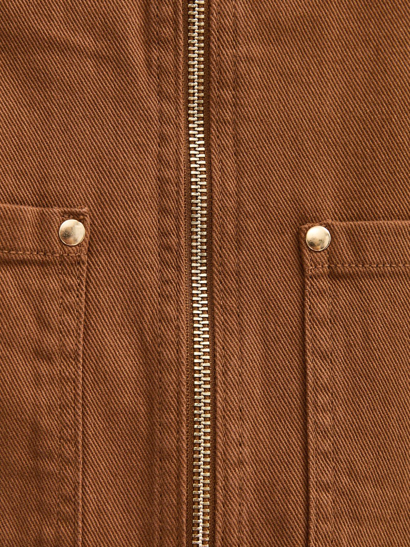 Image 5 of 5 of New Look Dark Brown Contrast Collar Barn Jacket