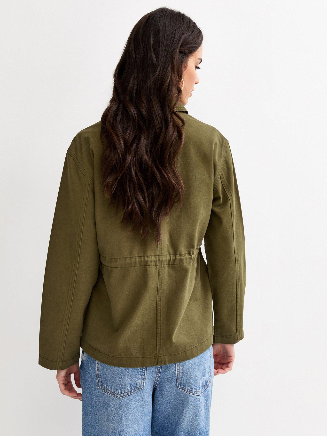 stillFront image of new-look-four-pocket-shacket-khaki-green