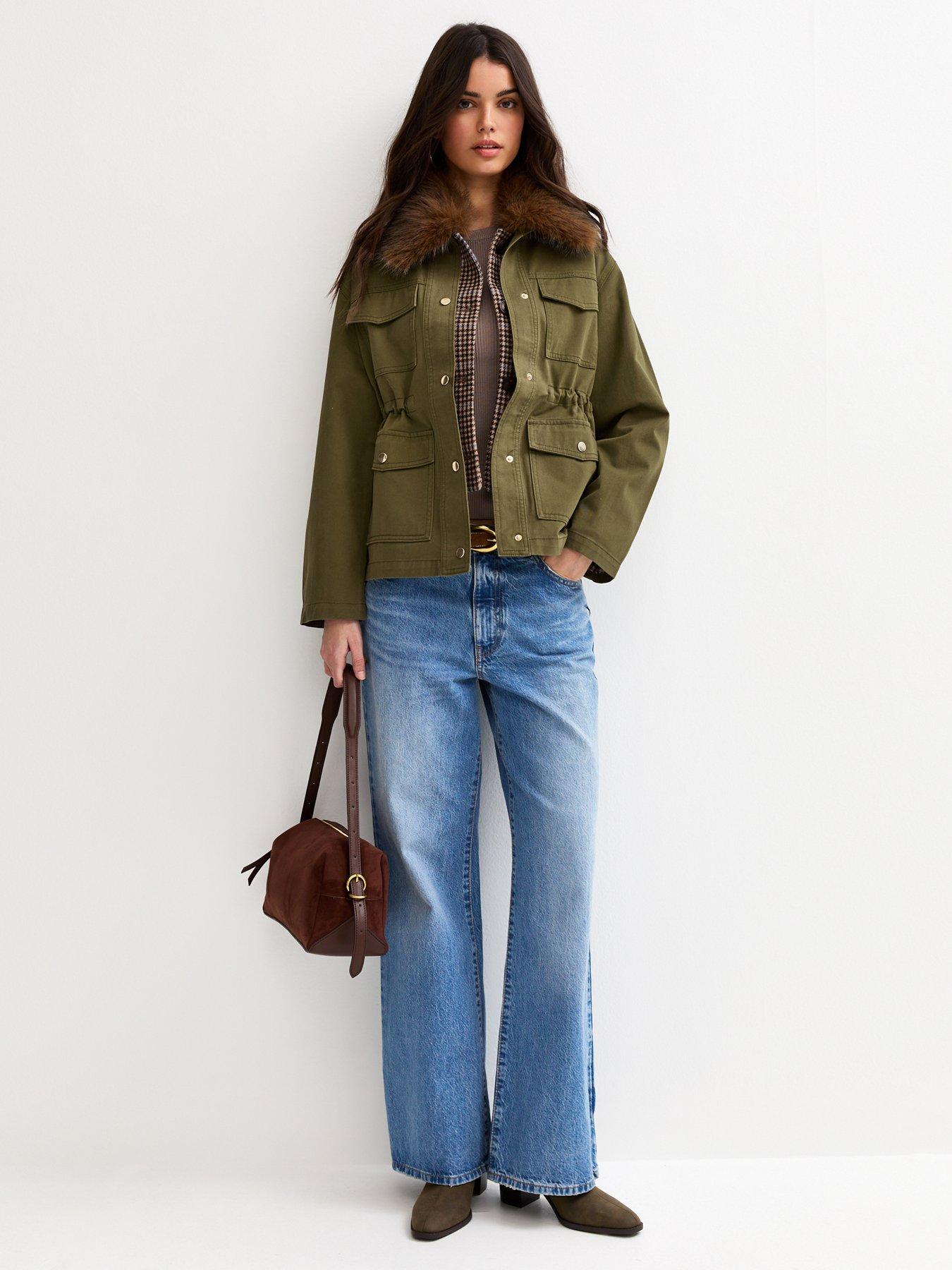  image of new-look-four-pocket-shacket-khaki-green