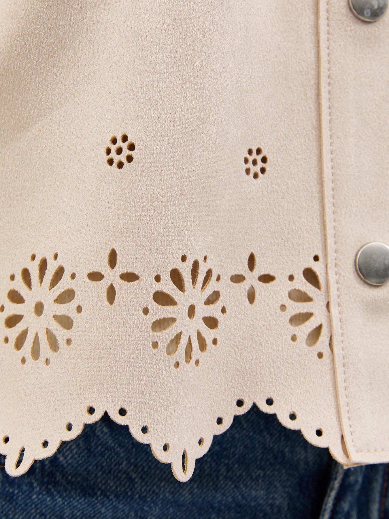  image of new-look-stone-cutwork-faux-suede-shacket