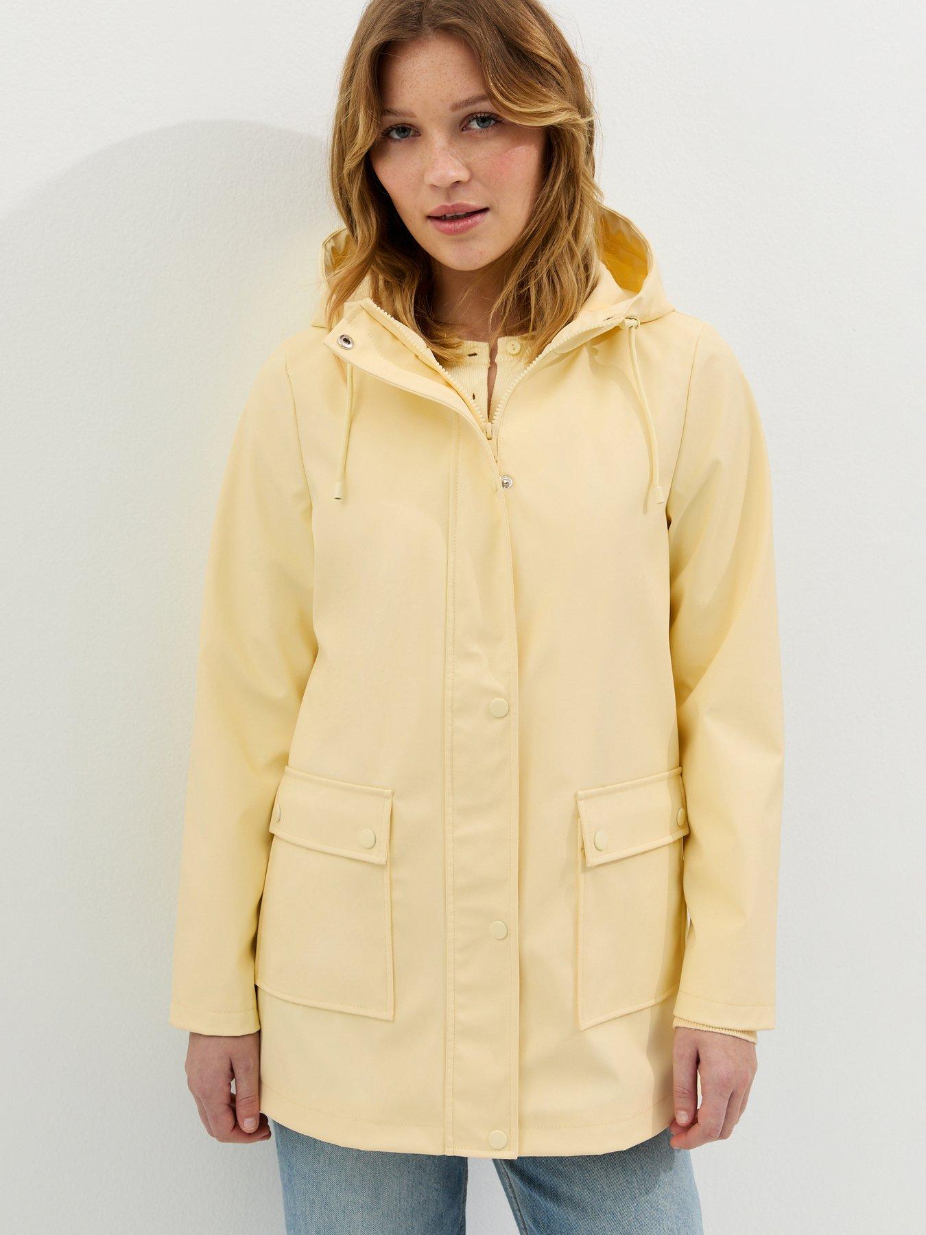 New Look Light Yellow Water Resistant Drawstring Hood Rain Anorak