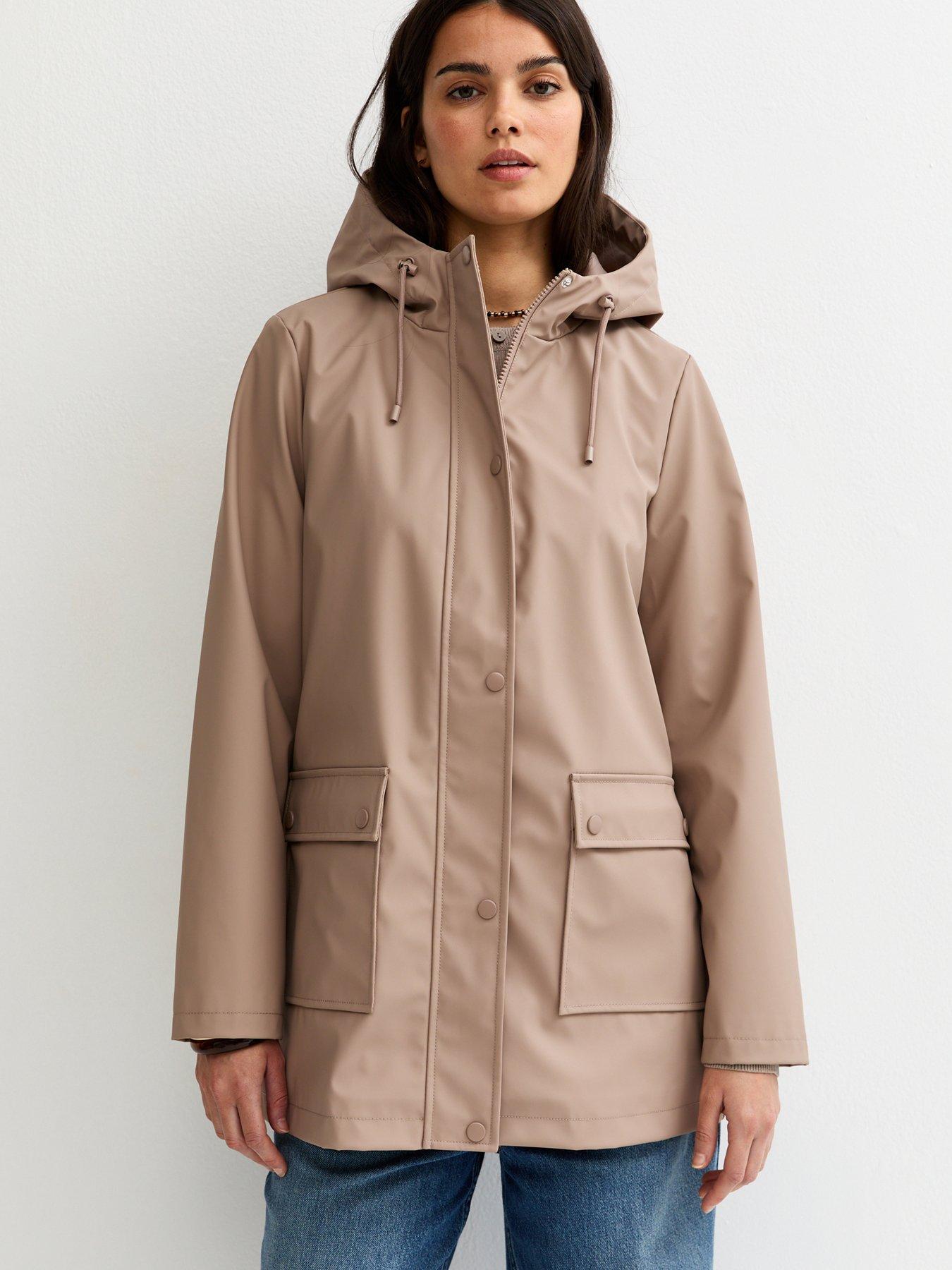 New Look Mink Water Resistant Drawstring Hood Rain Anorak - Brown
