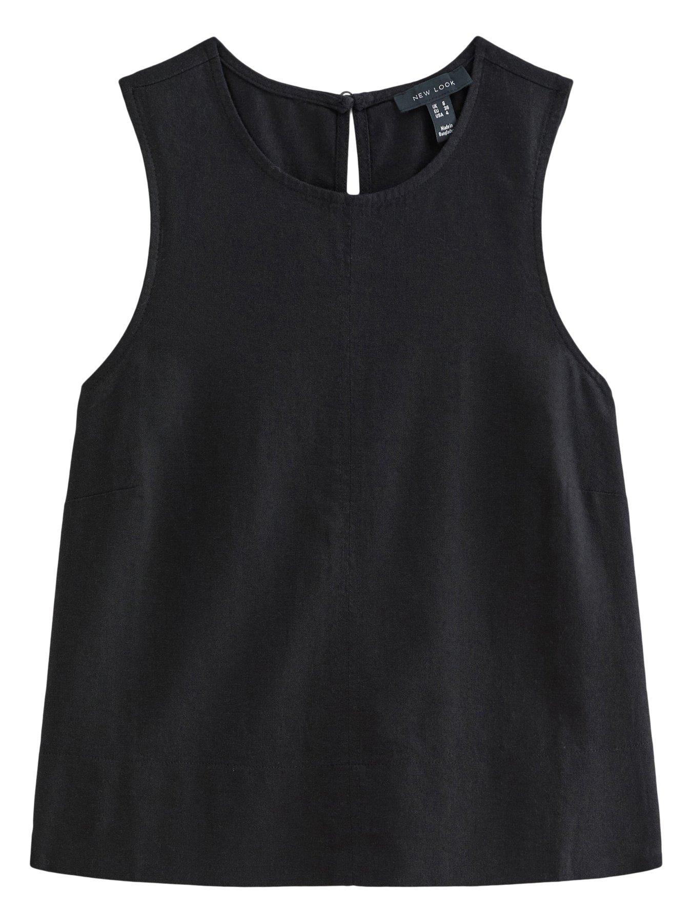  image of new-look-linen-blend-sleeveless-top-black