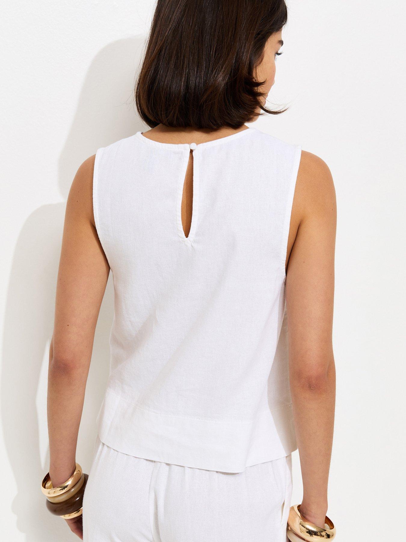  image of new-look-linen-blend-sleeveless-top-white
