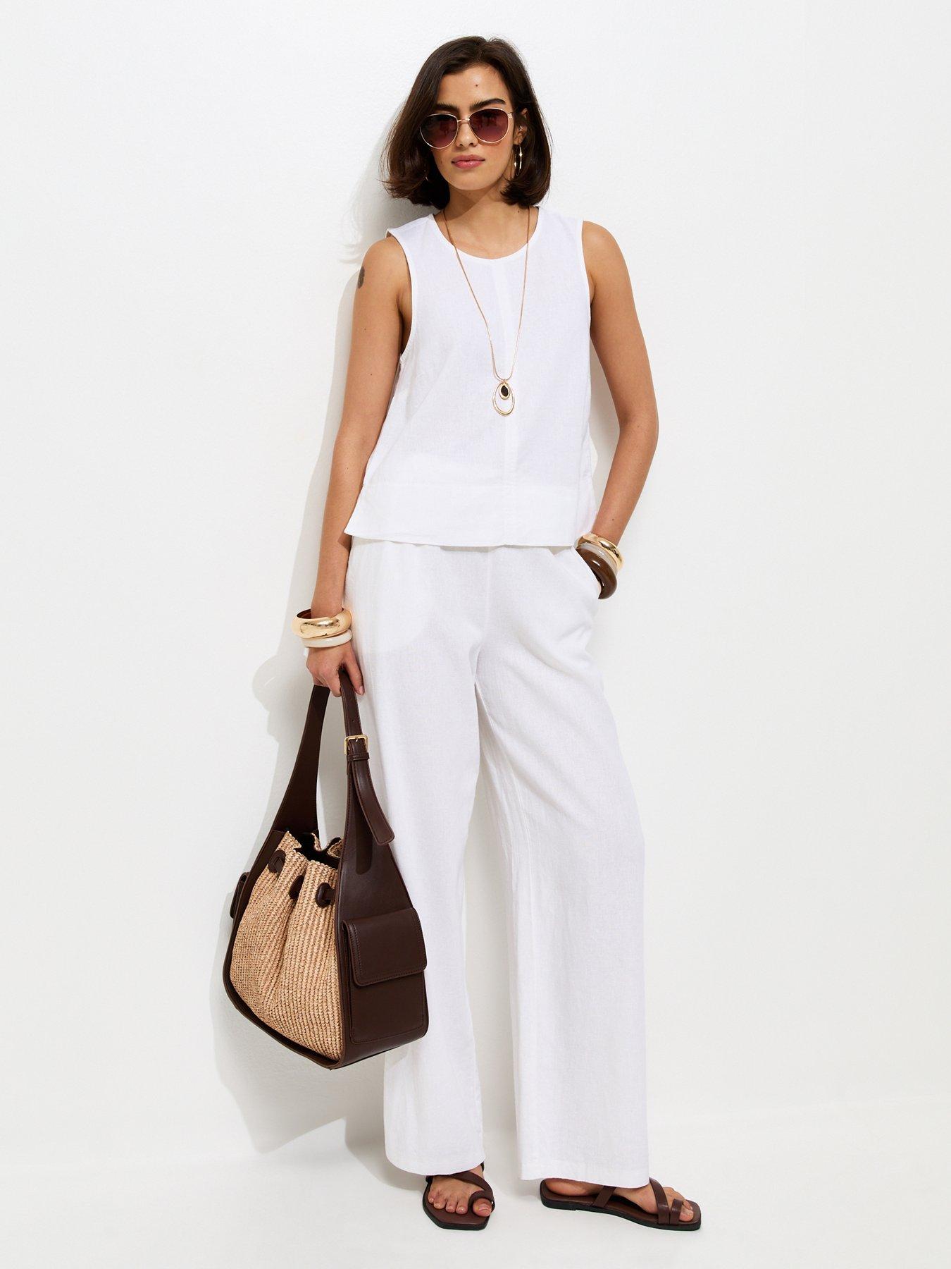  image of new-look-linen-blend-sleeveless-top-white